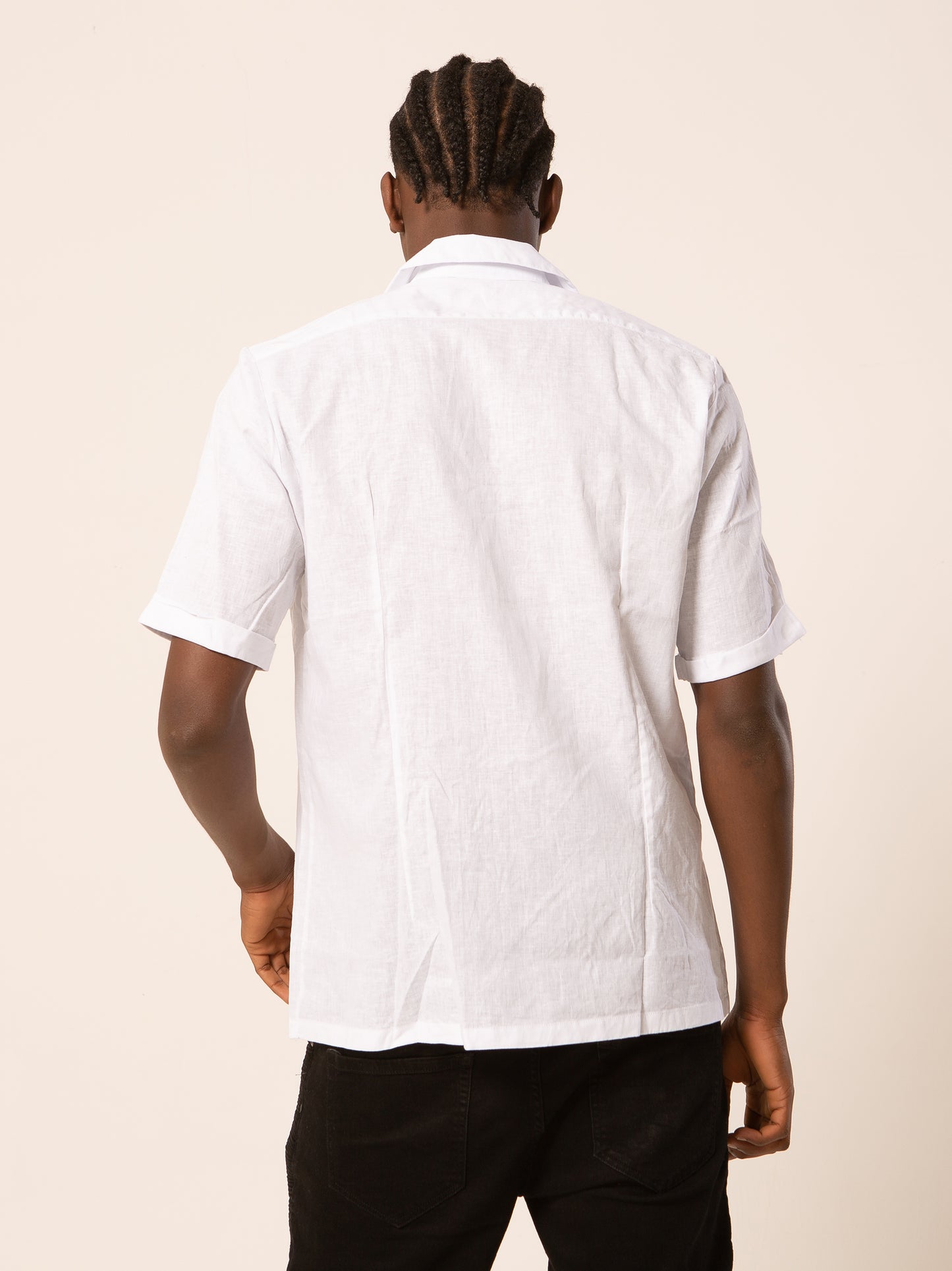 Bowling camicia lino collo francese - Camicia manica corta bianca