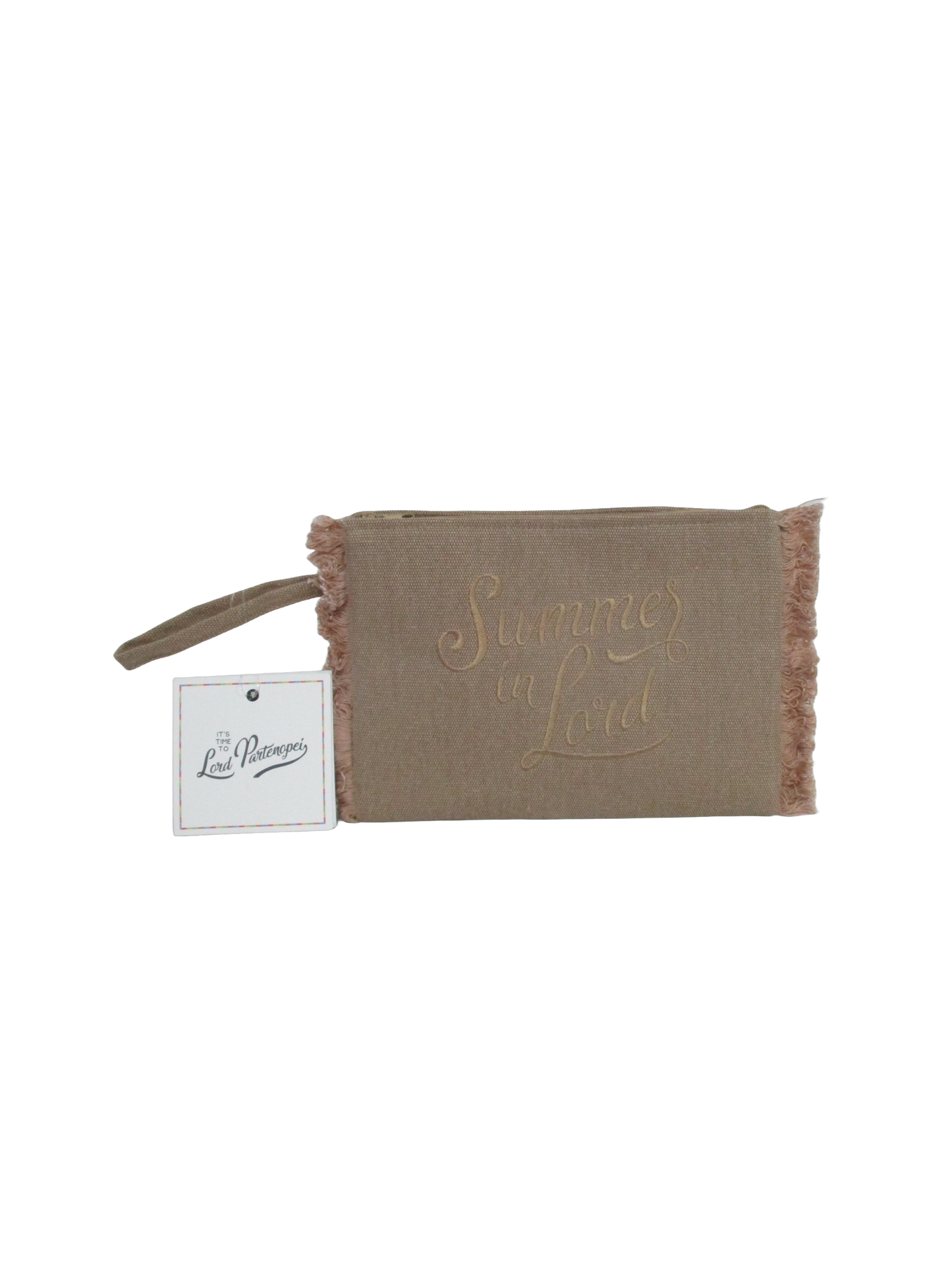 Pochette - Pochette mare beige logo tono su tono cucito