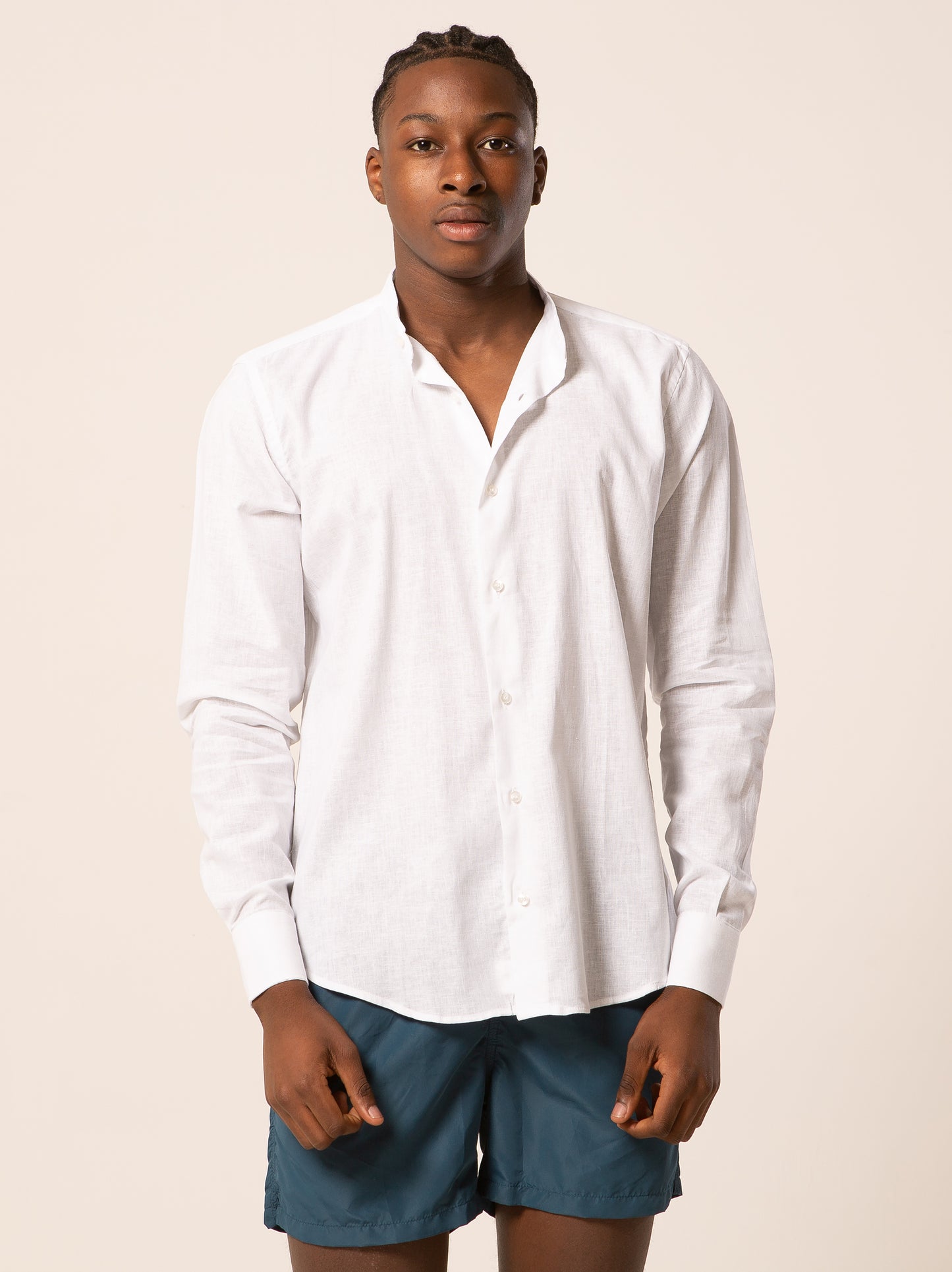 Seul camicia lino collo coreano - Camicia coreana bianca