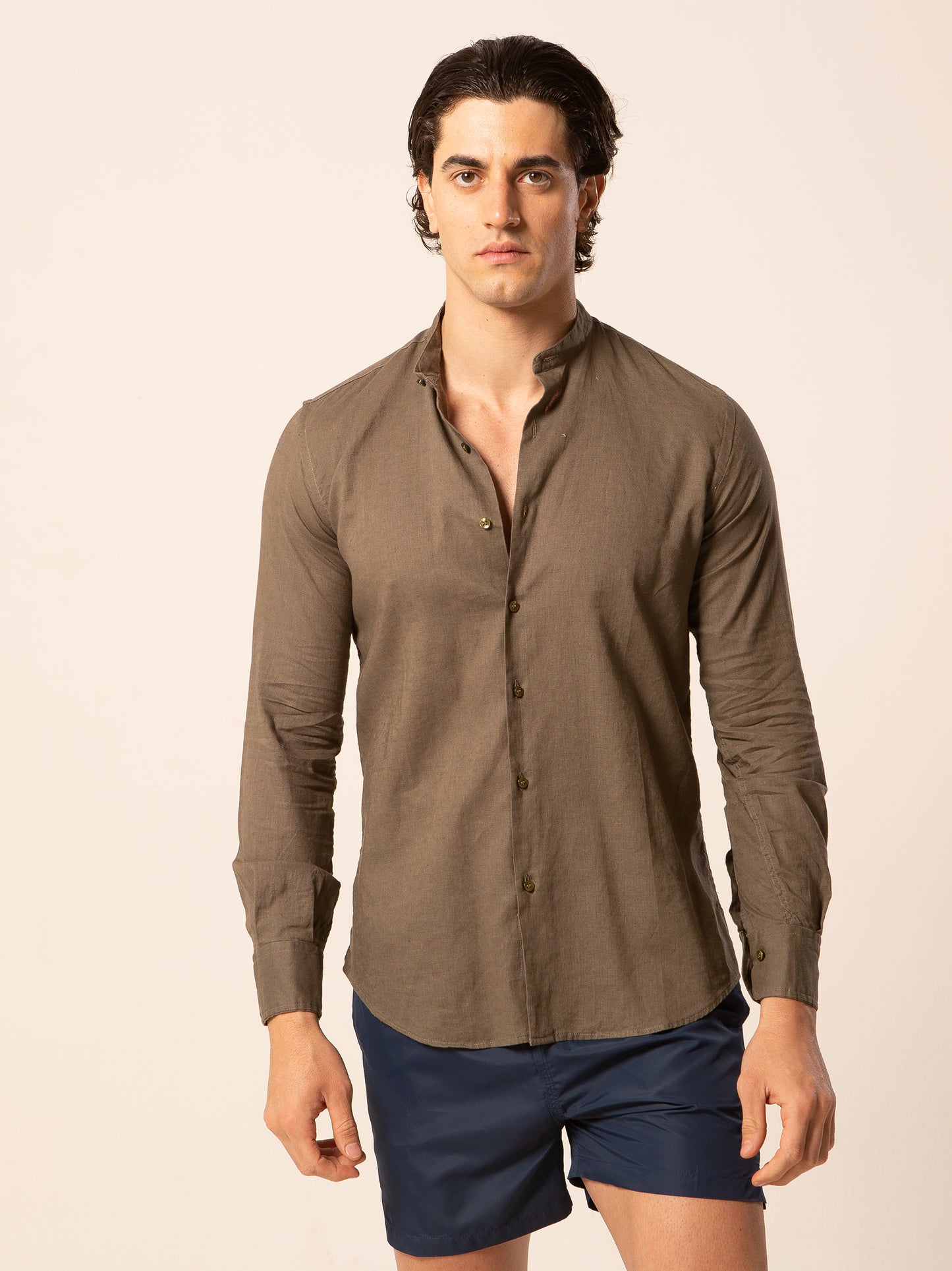 Seul camicia lino collo coreano - Camicia coreana militare