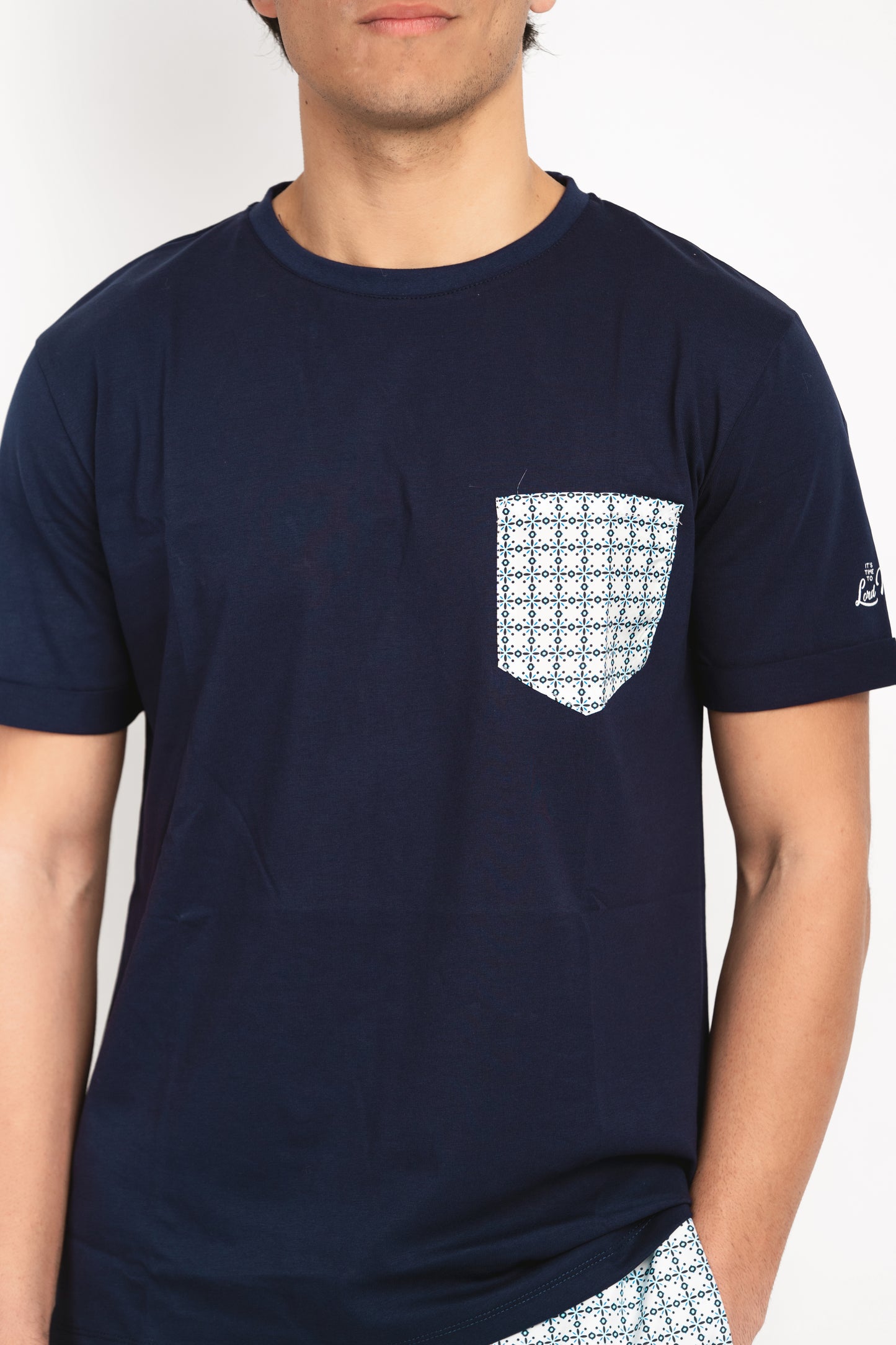 Flowery- T-shirt blu fantasia flowery