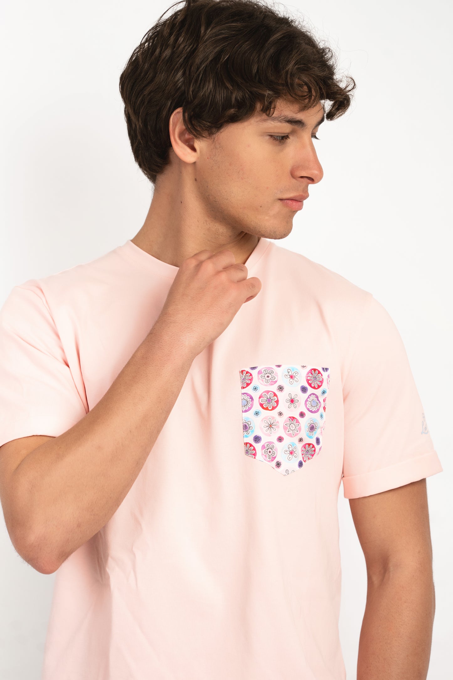 Waterflowery- T-shirt rosa fantasia taschino fiori