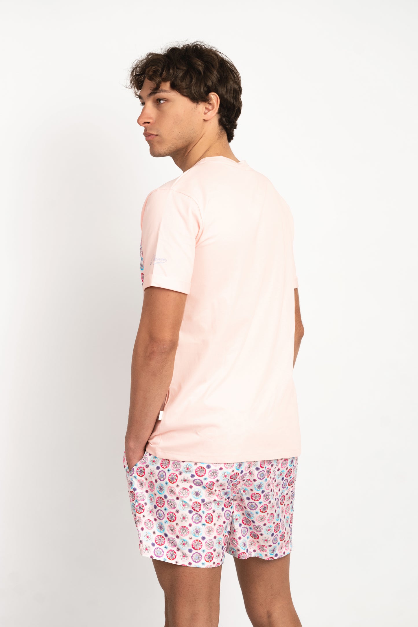 Waterflowery- T-shirt rosa fantasia taschino fiori