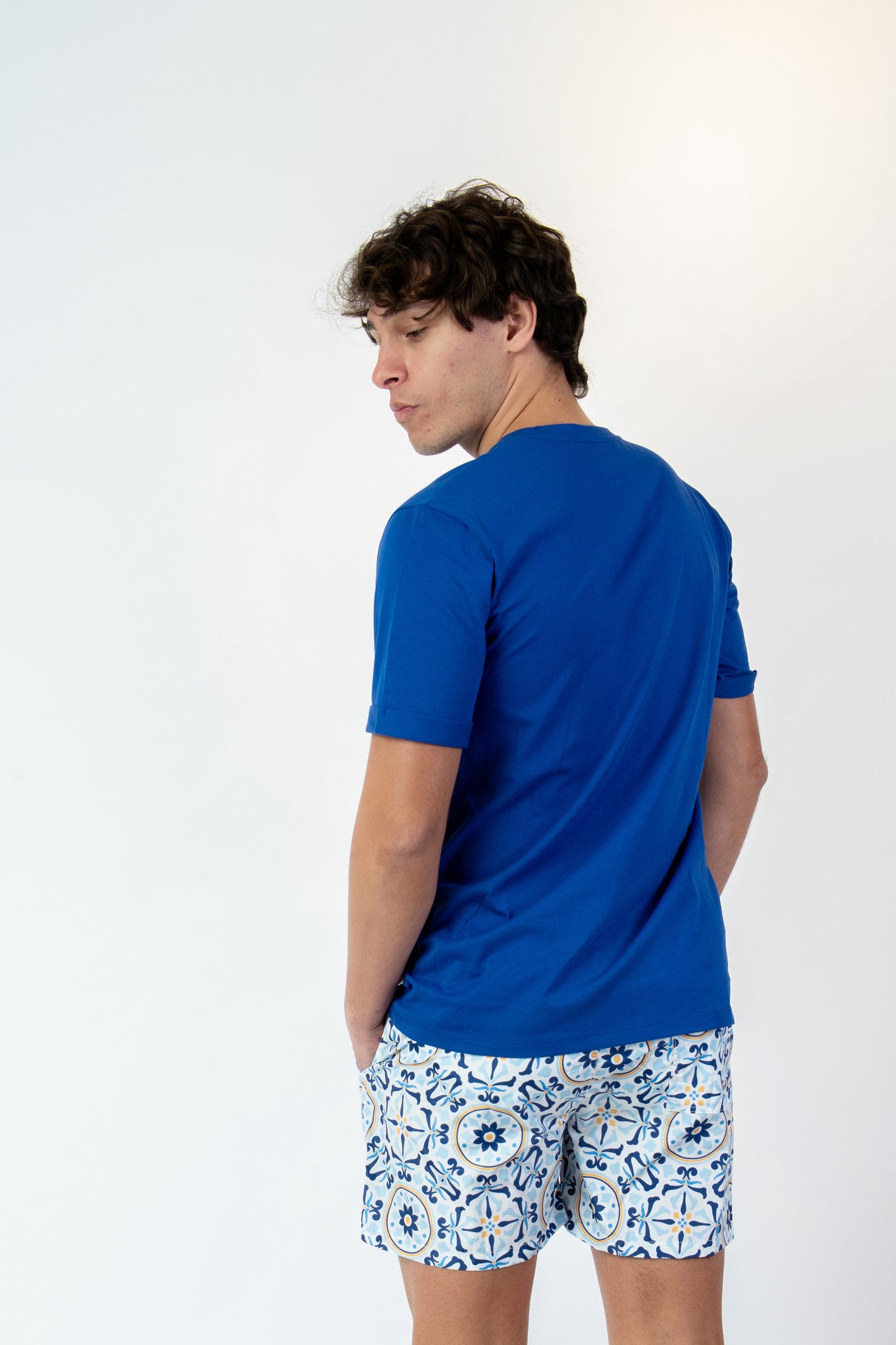 Lesina - T-shirt blu fantasia lesina