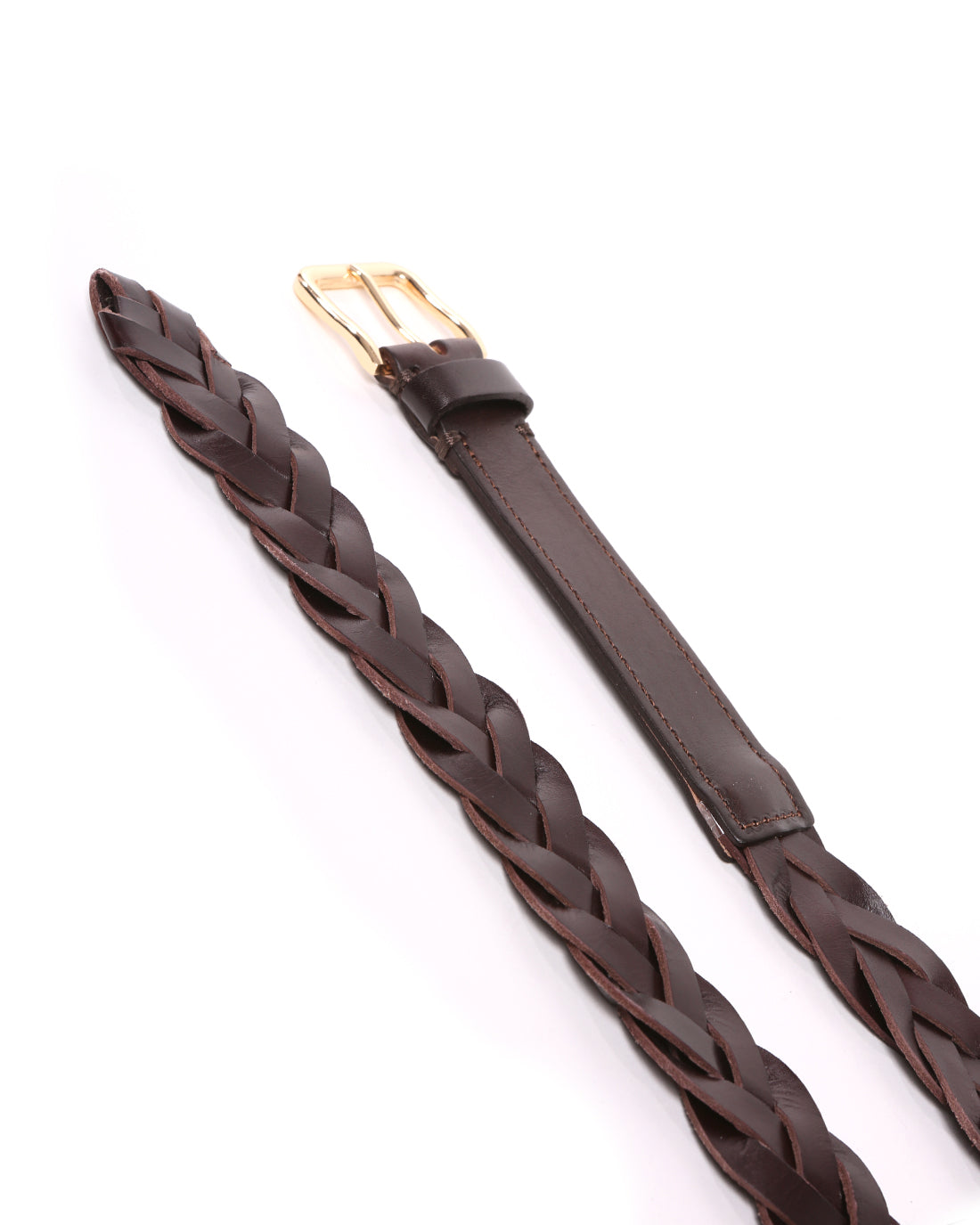 Cintura intrecciata con cuciture dark brown