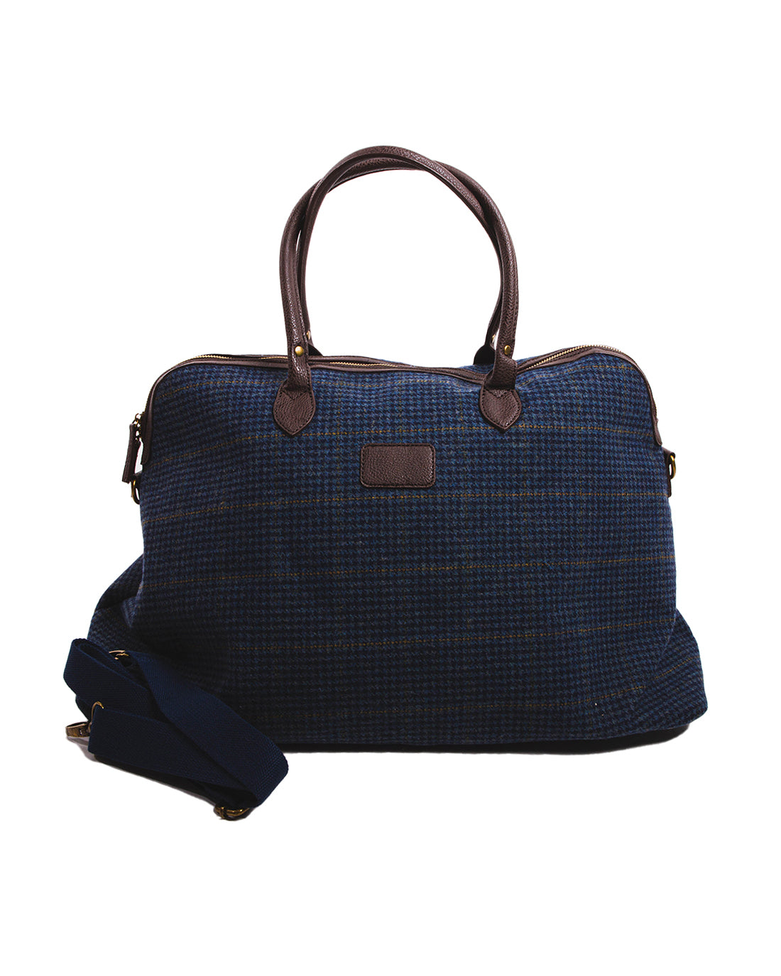 Borsone da viaggio pied de poule blu