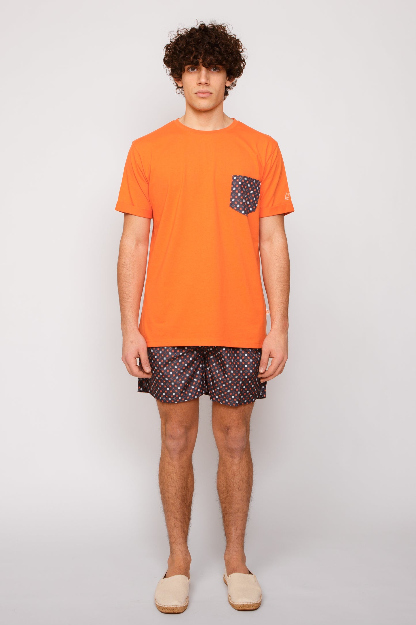Micro - T-shirt arancio stampa micro
