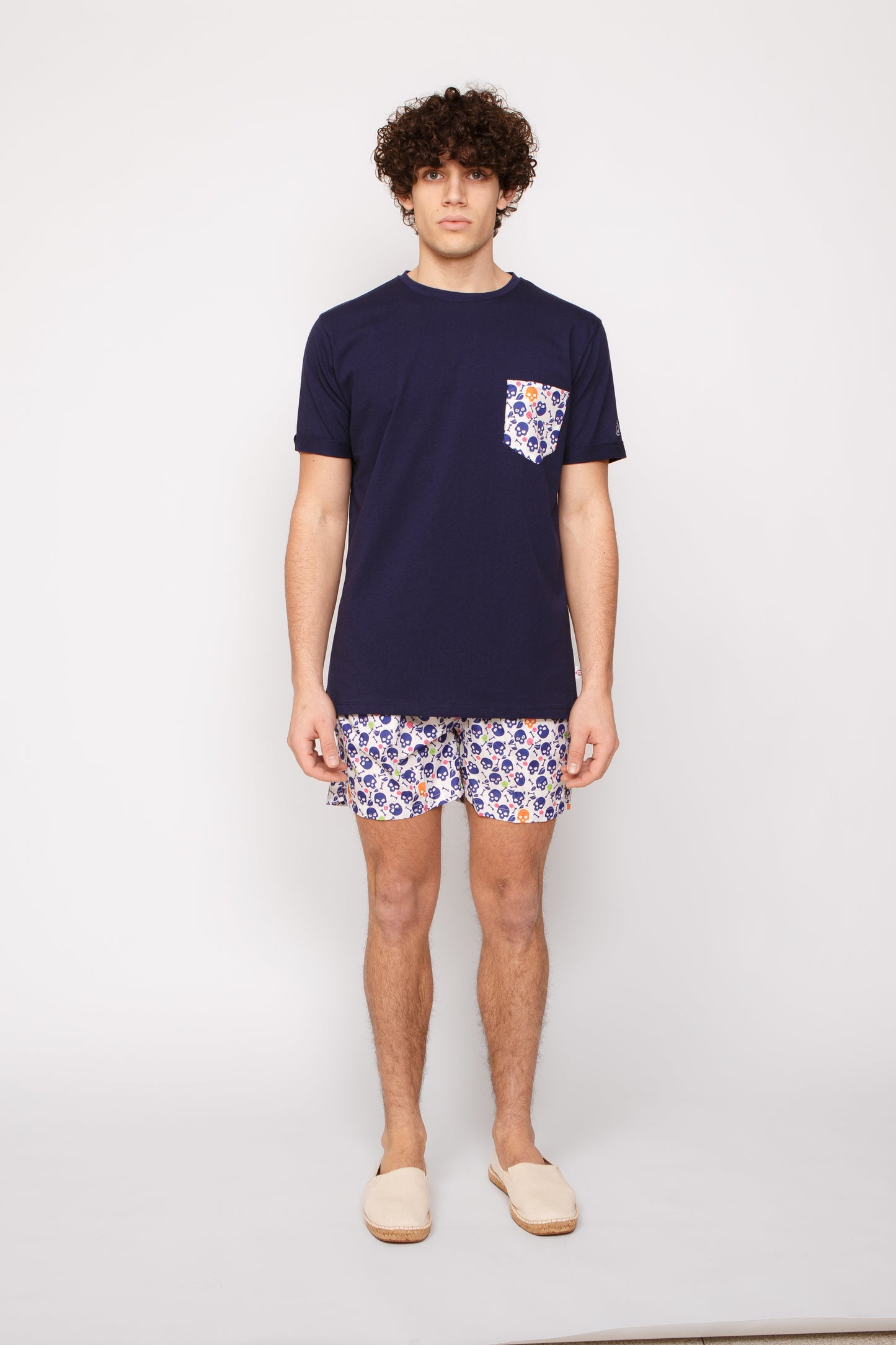 Skull - T-shirt blu stampa teschi