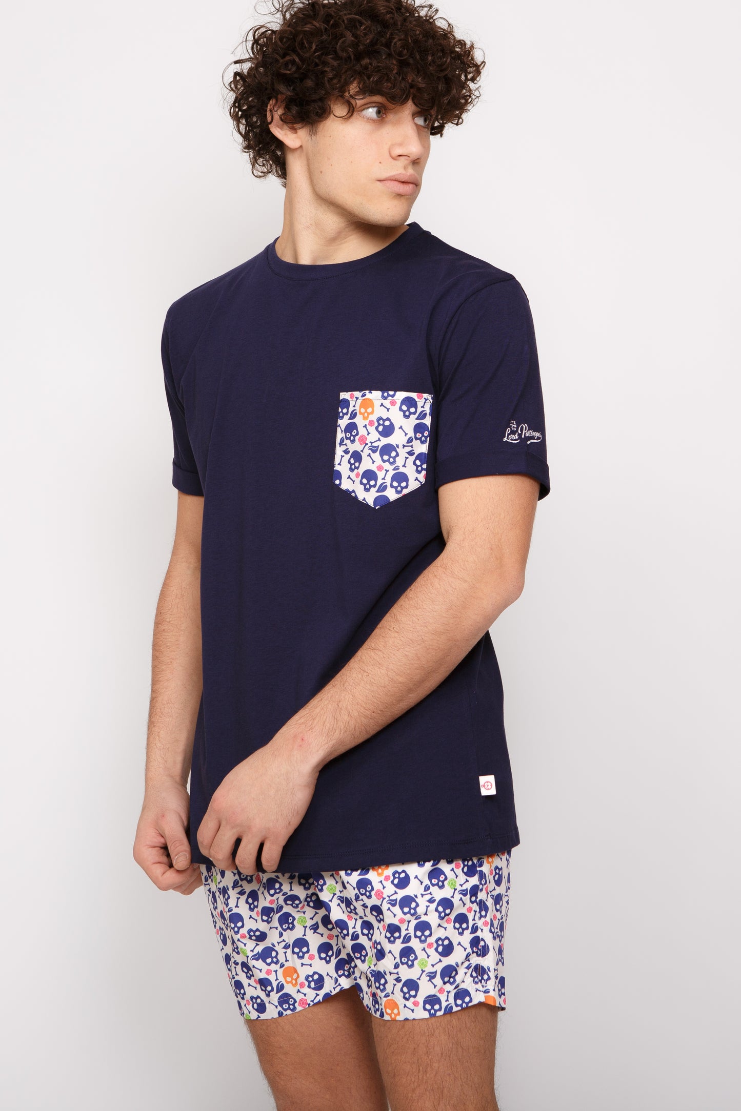 Skull - T-shirt blu stampa teschi
