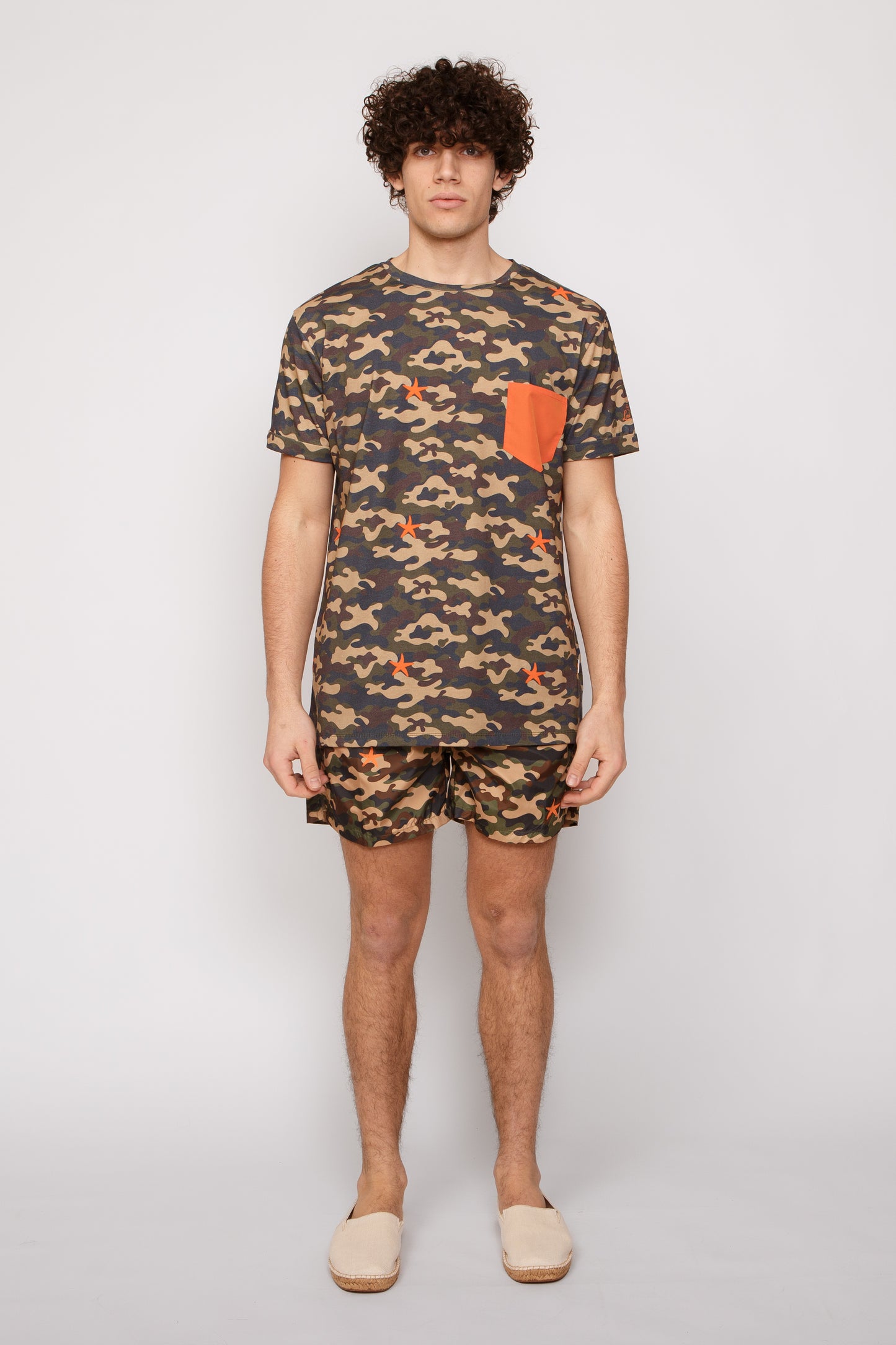 Seastar - T-shirt arancio stampa mimetica