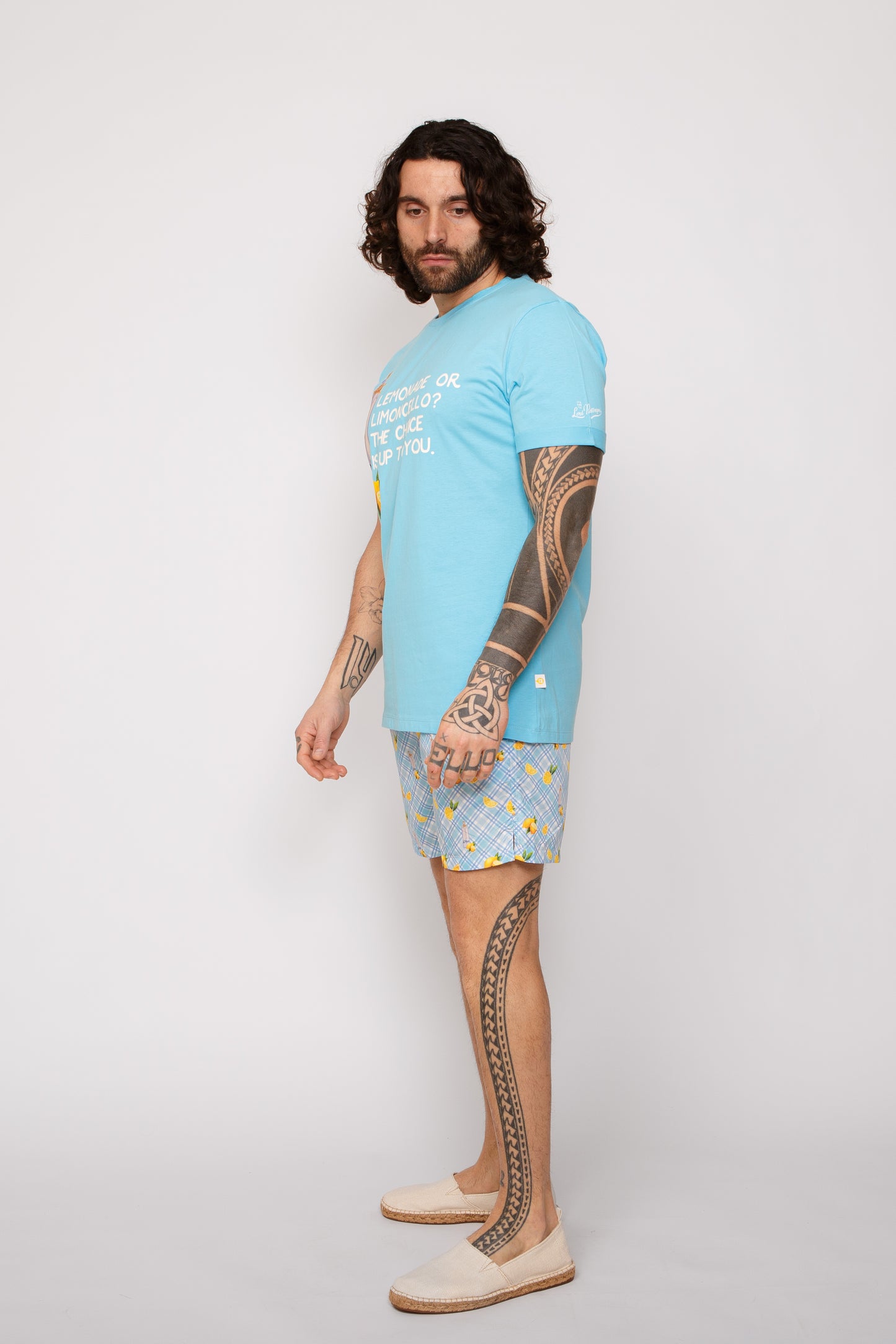 Lemon - T-shirt celeste stampa lemon