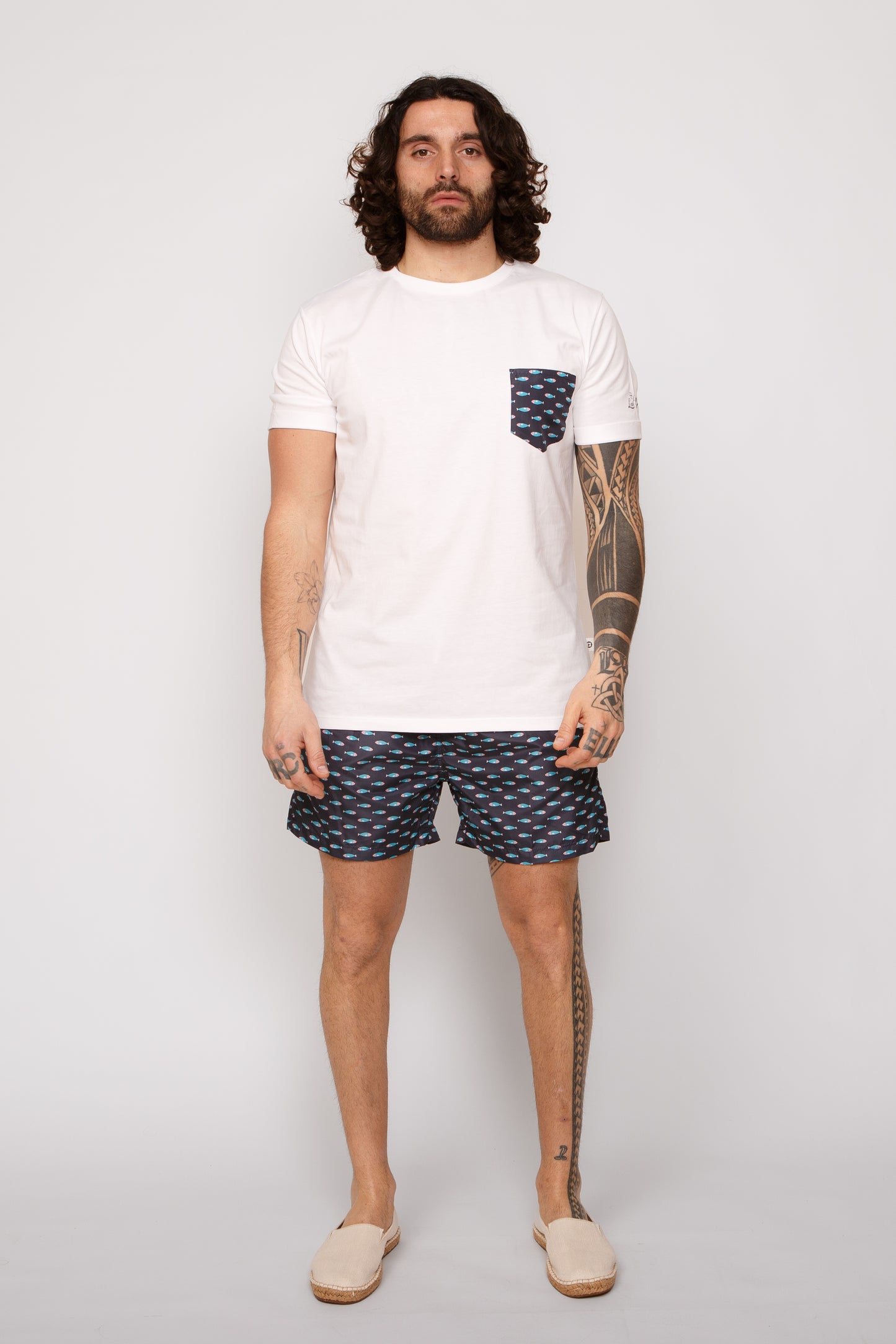 Whitebait - T-shirt bianca stampa whitebait
