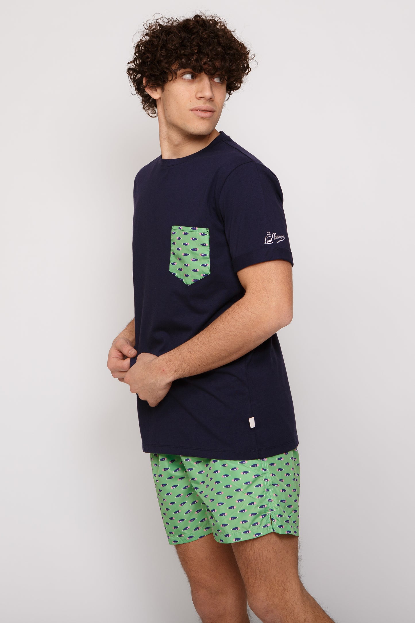 Whitebait - T-shirt blu stampa whitebait