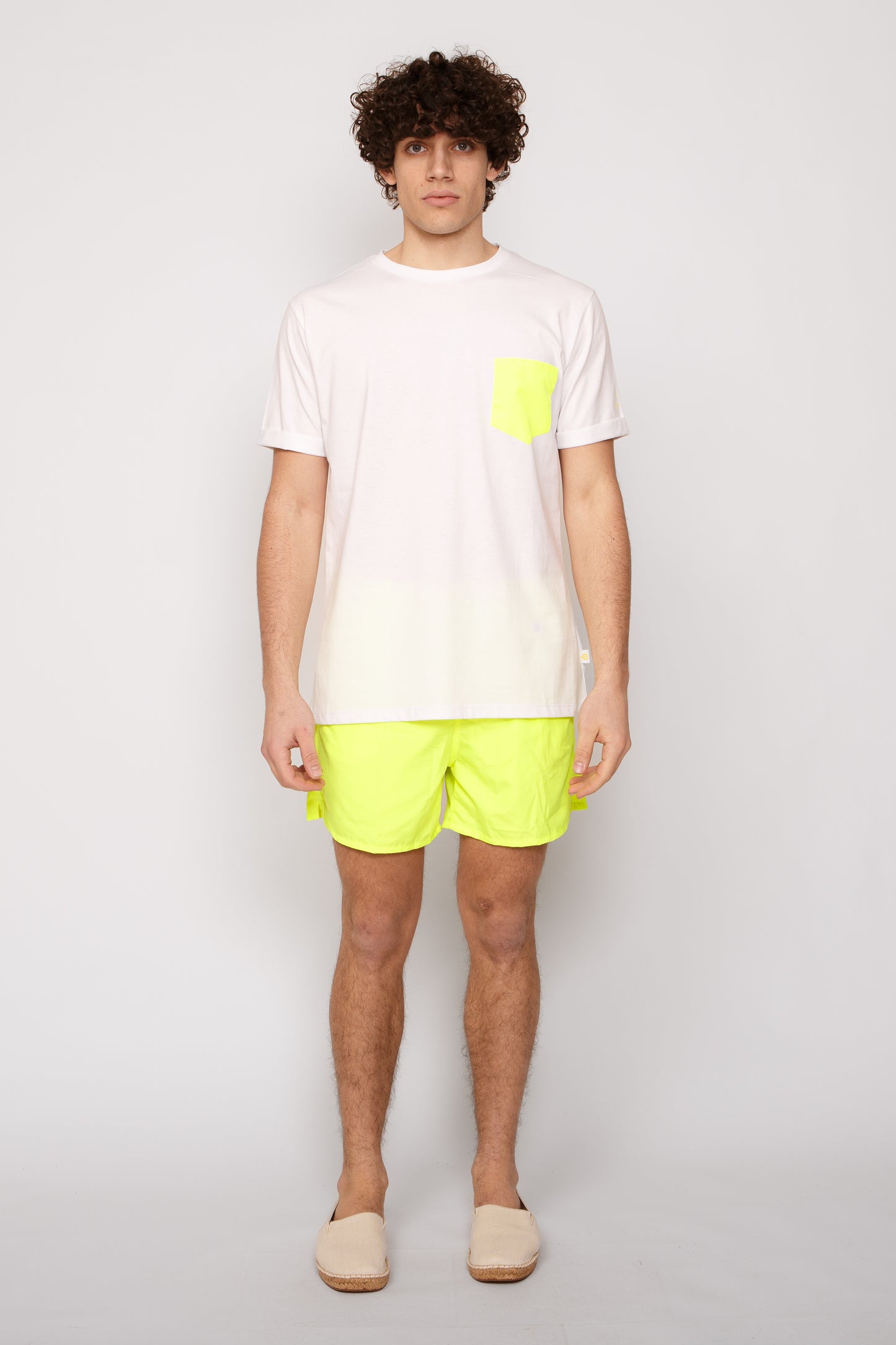 Unitofluo - T-shirt bianca stampa giallo fluo