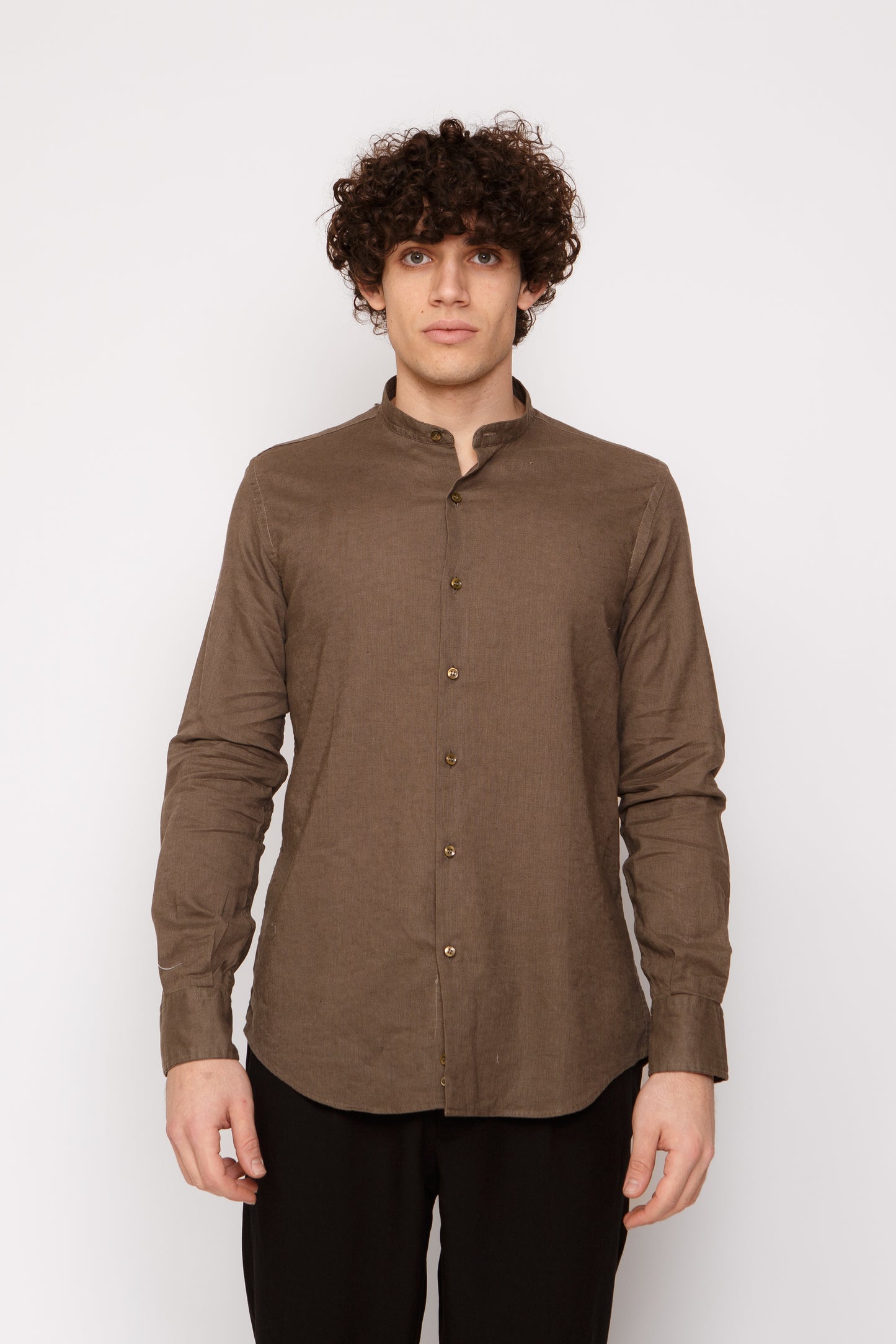 Camicia lino collo coreano - Camicia coreana militare