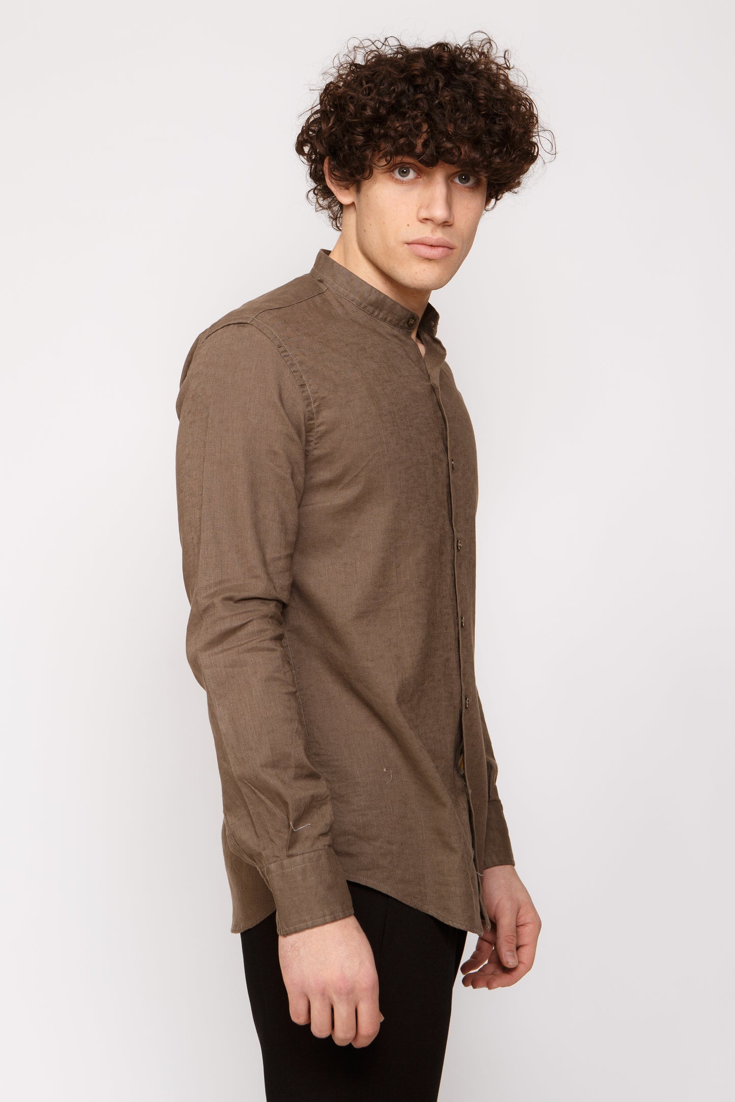 Camicia lino collo coreano - Camicia coreana militare