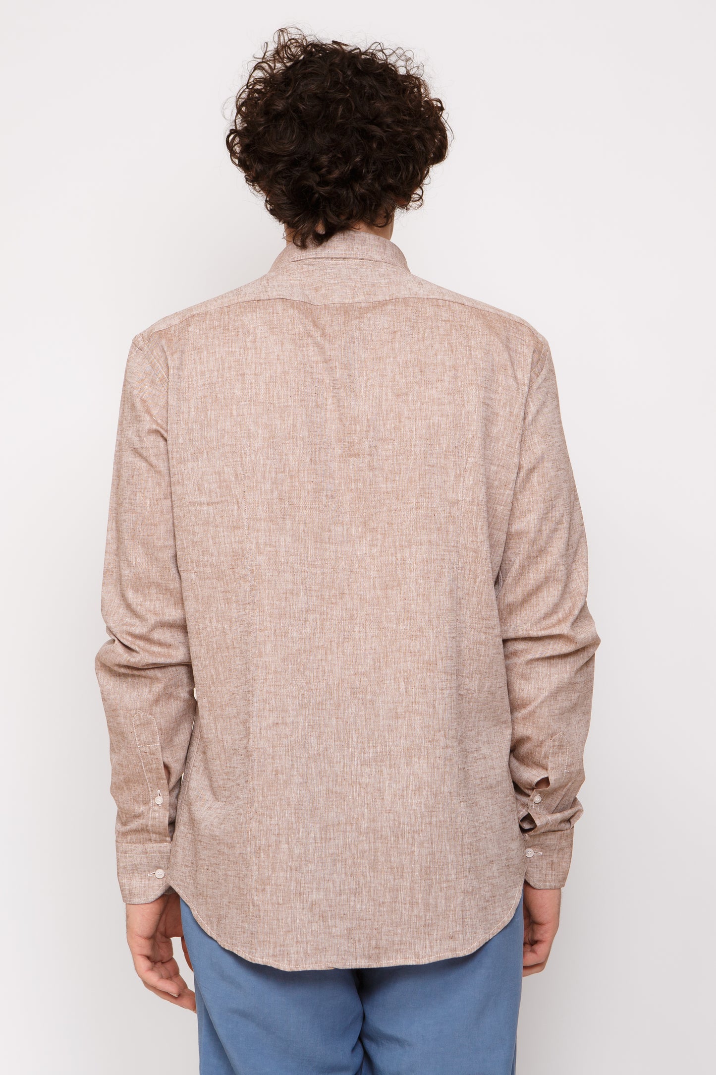 Camicia lino collo francese - Camicia lino fango