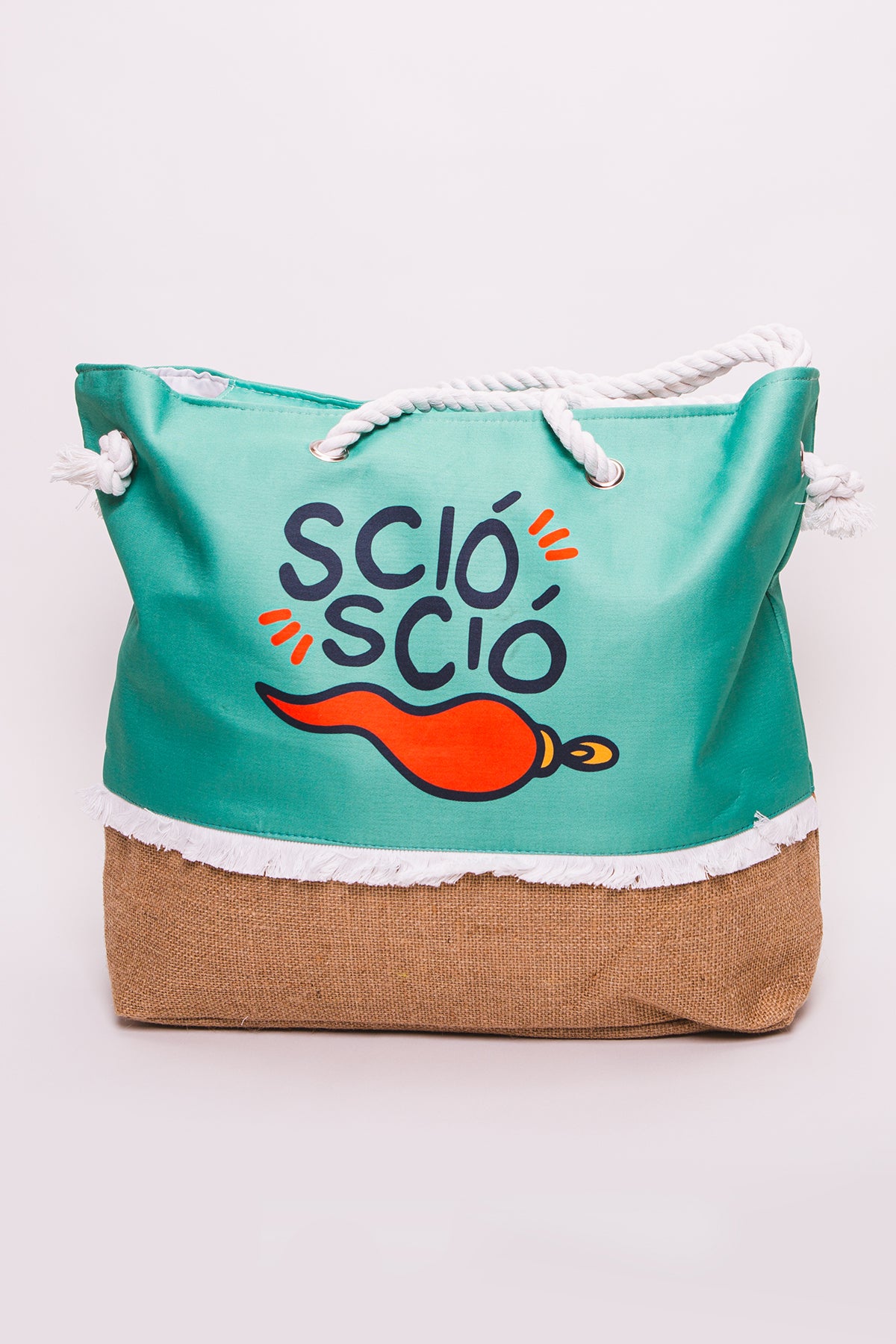 Borsa grande - Borsa mare verde fantasia peperoncino
