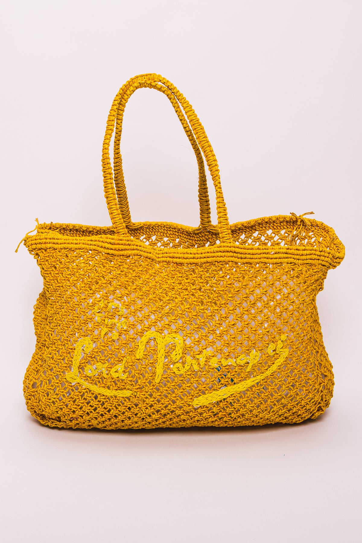 Borsa grande - Borsa mare intrecciata gialla con logo