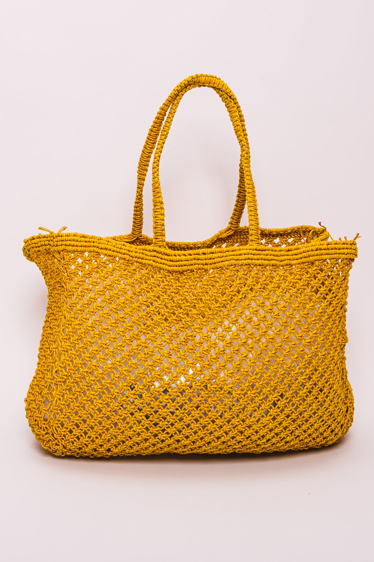 Borsa grande - Borsa mare intrecciata gialla con logo