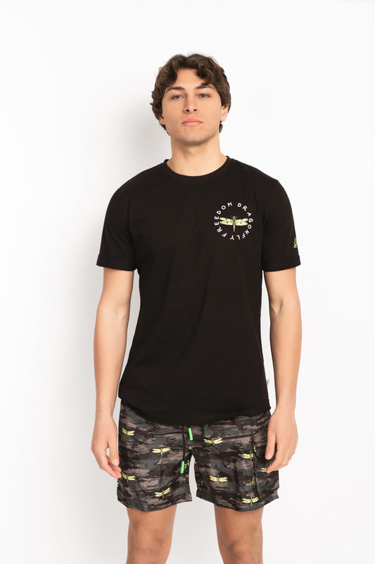 Dragonfly- T-shirt nera fantasia dragonfly