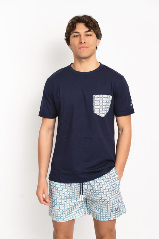 Flowery- T-shirt blu fantasia flowery