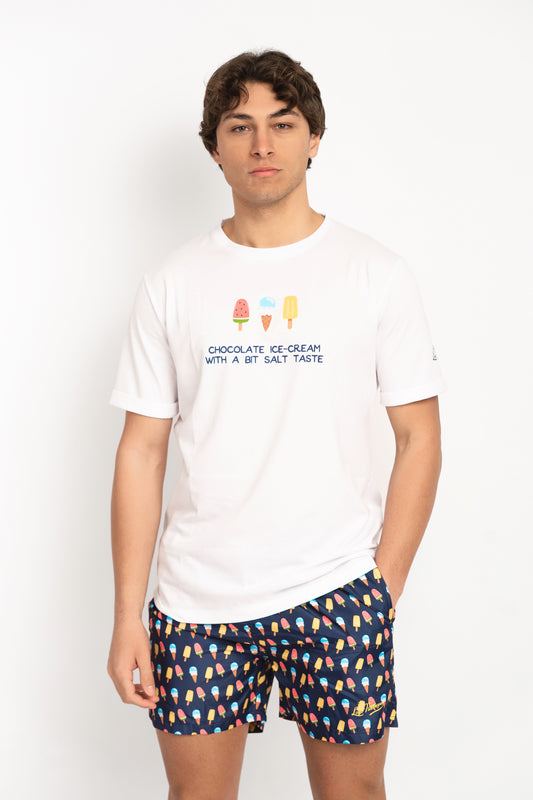 Icecioc- T-shirt bianca fantasia icecioc