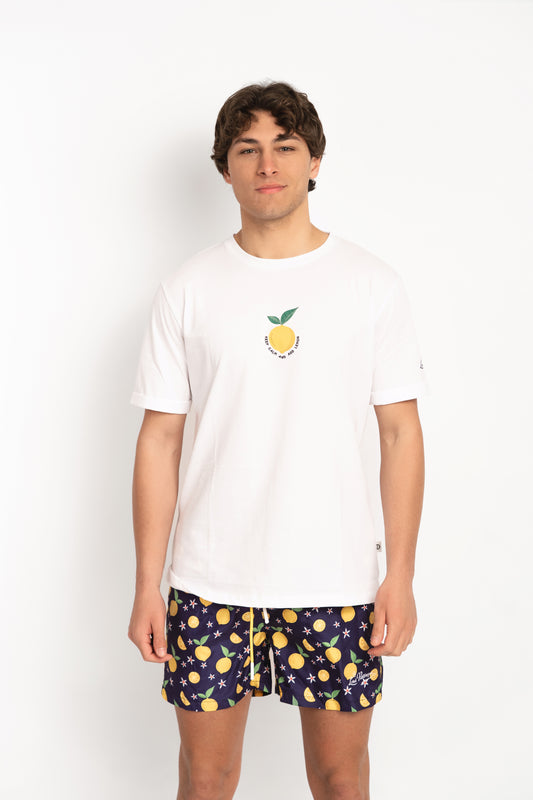 Limo- T-shirt bianca fantasia limoni
