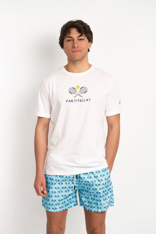 Tennis - T-shirt bianca fantasia tennis