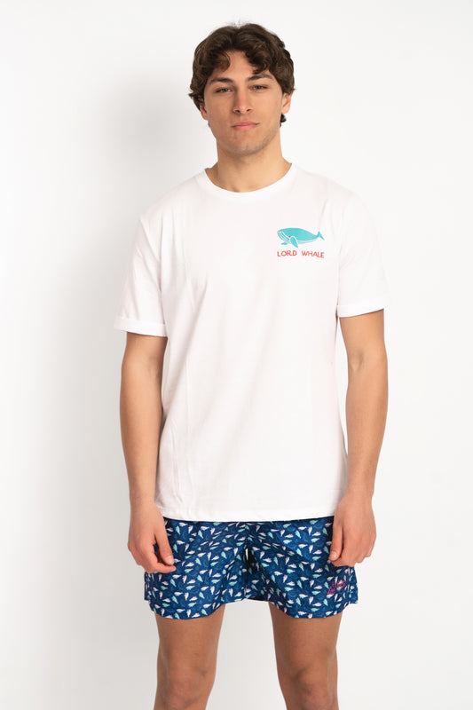 Whale- T-shirt bianca fantasia whale