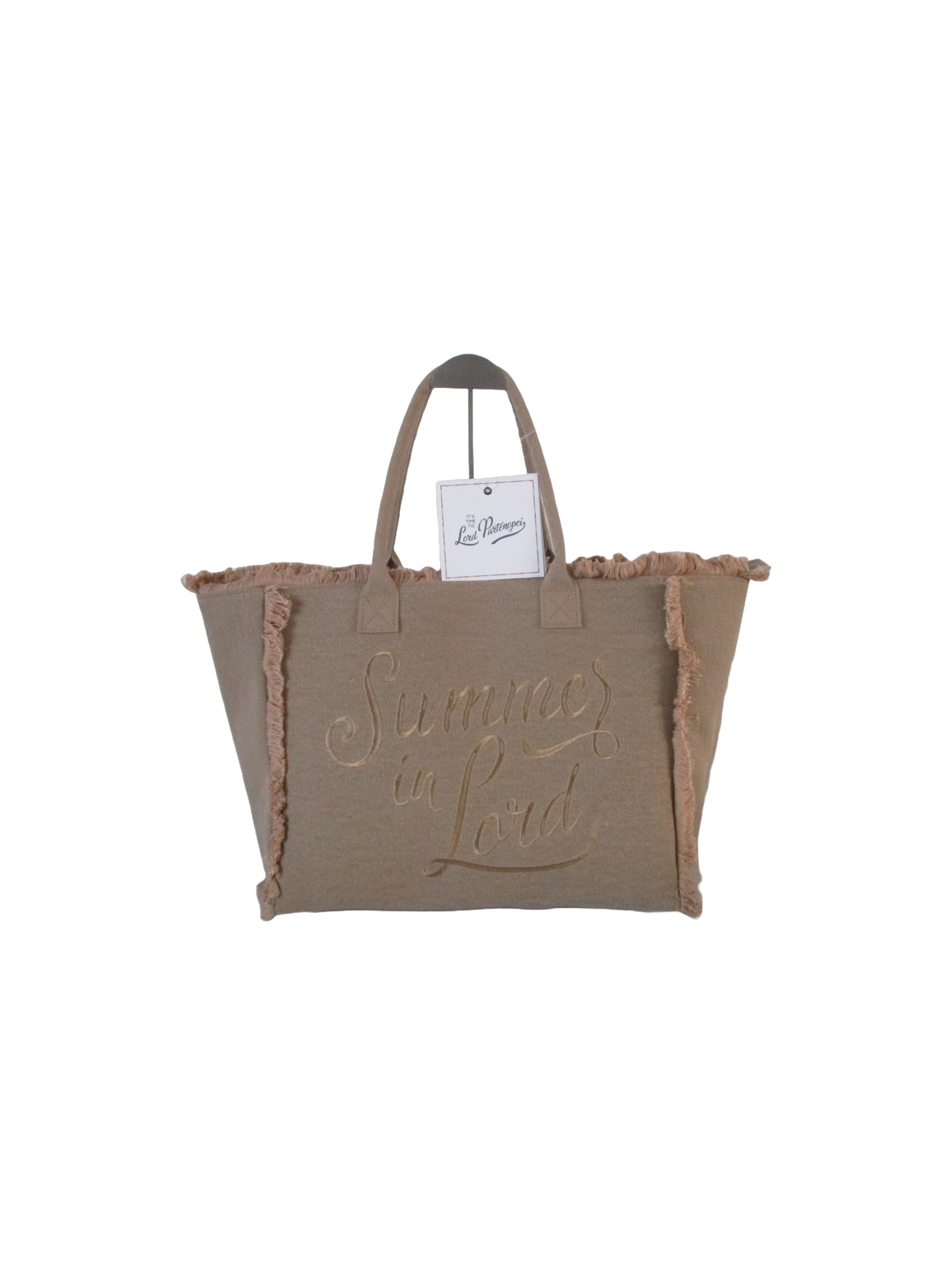 Borsa grande - Borsa mare beige con logo