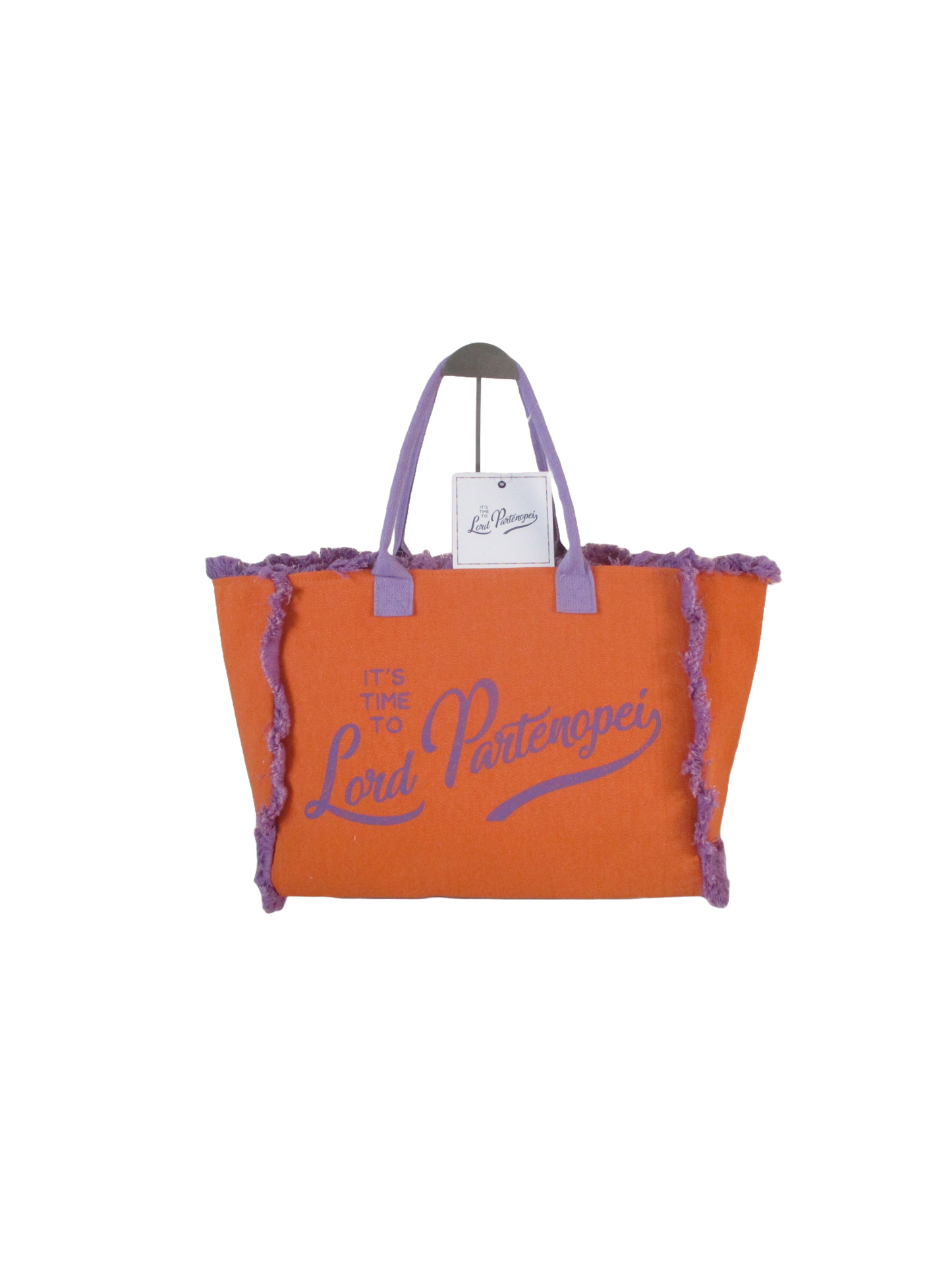 Borsa grande - Borsa mare arancio con logo viola