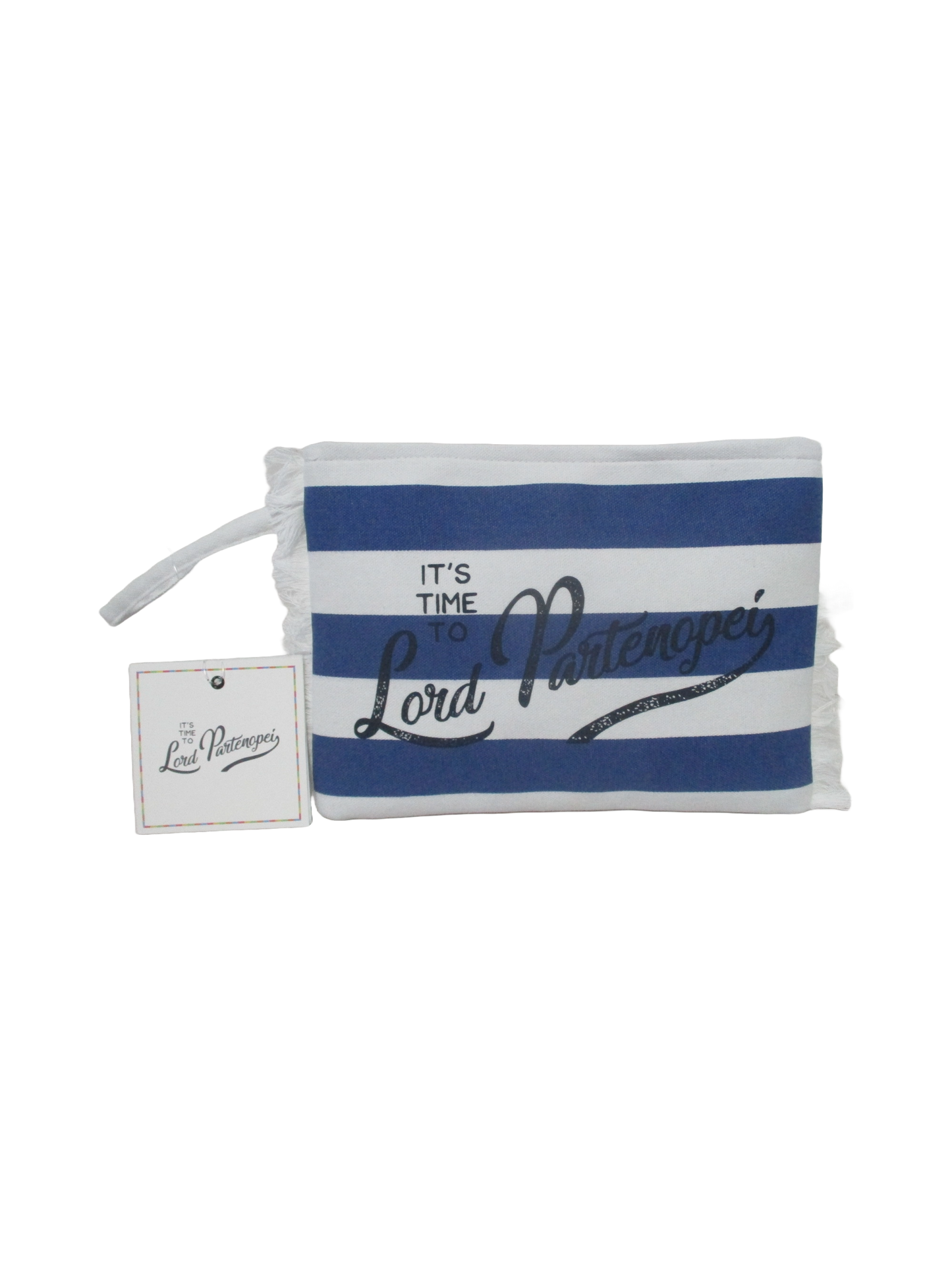 Pochette - Pochette mare rigata blu/bianco con logo blu