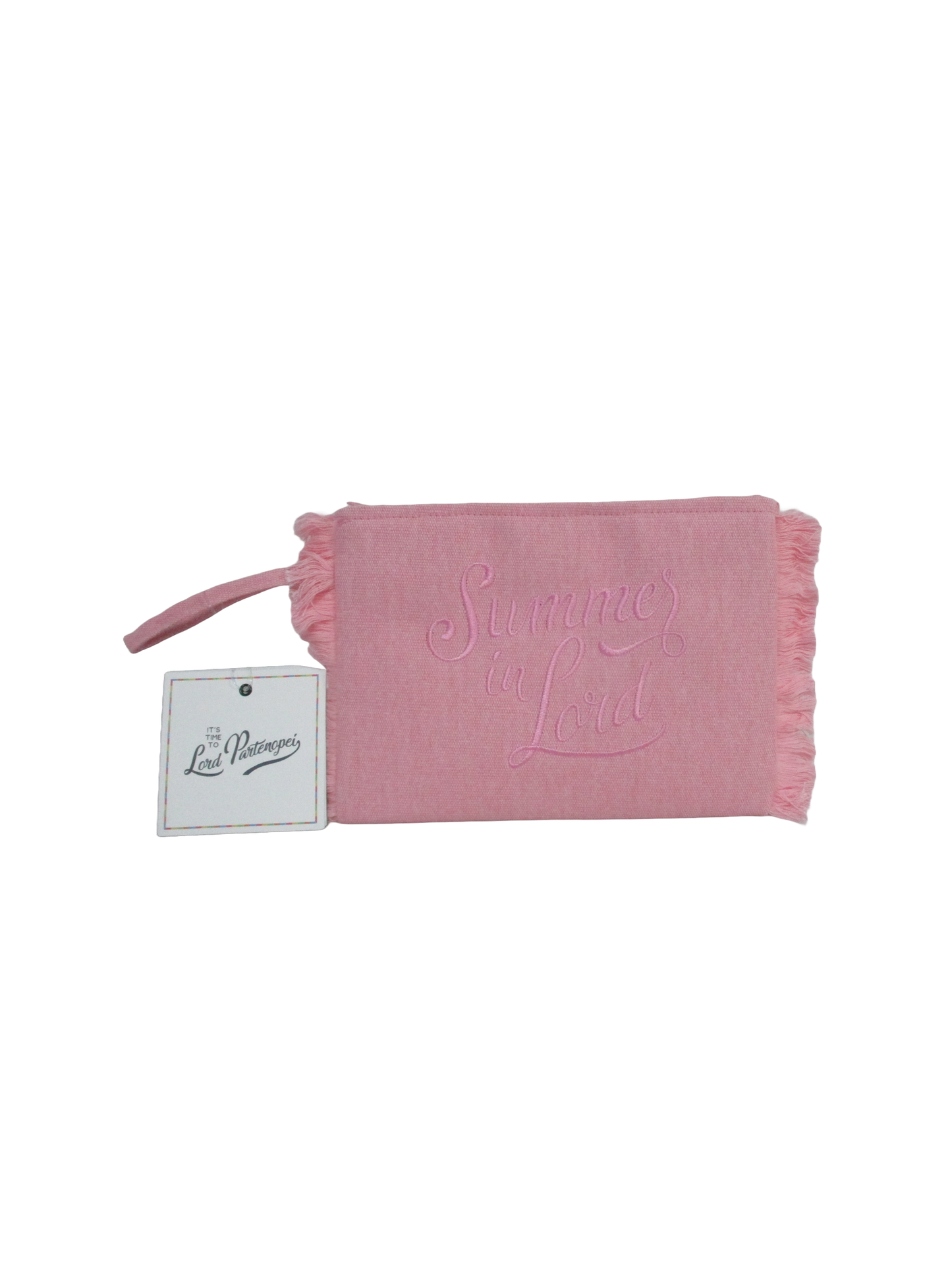 Pochette - Pochette mare rosa logo tono su tono cucito