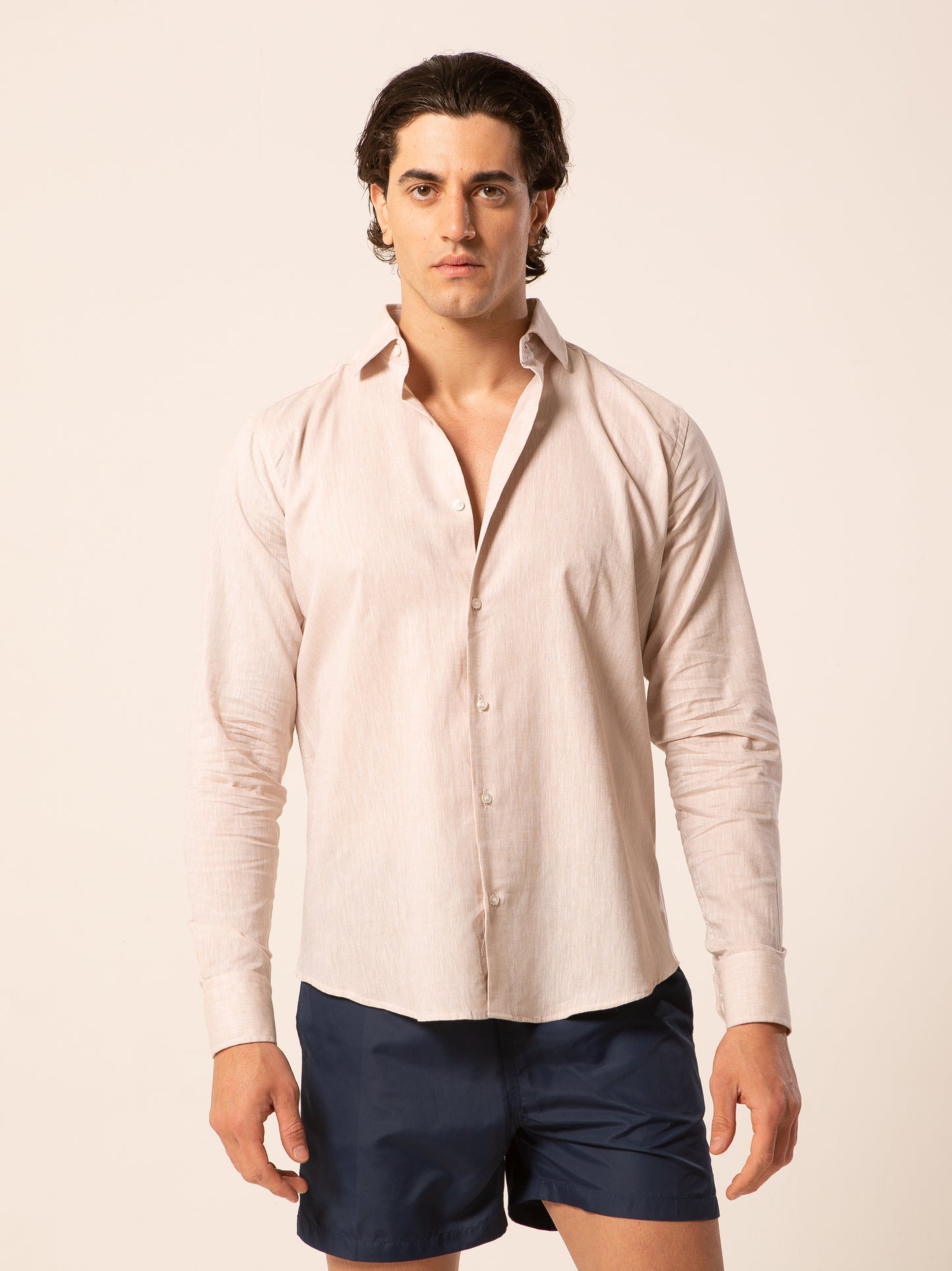 Parigi camicia lino collo francese - Camicia beige