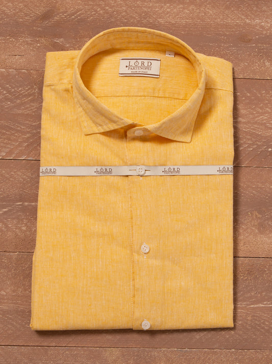 Parigi camicia lino collo francese - Camicia gialla