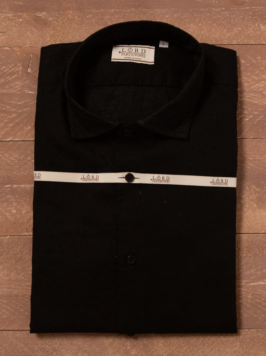 Parigi camicia lino collo francese - Camicia nera