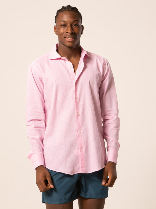Parigi camicia lino collo francese - Camicia rosa