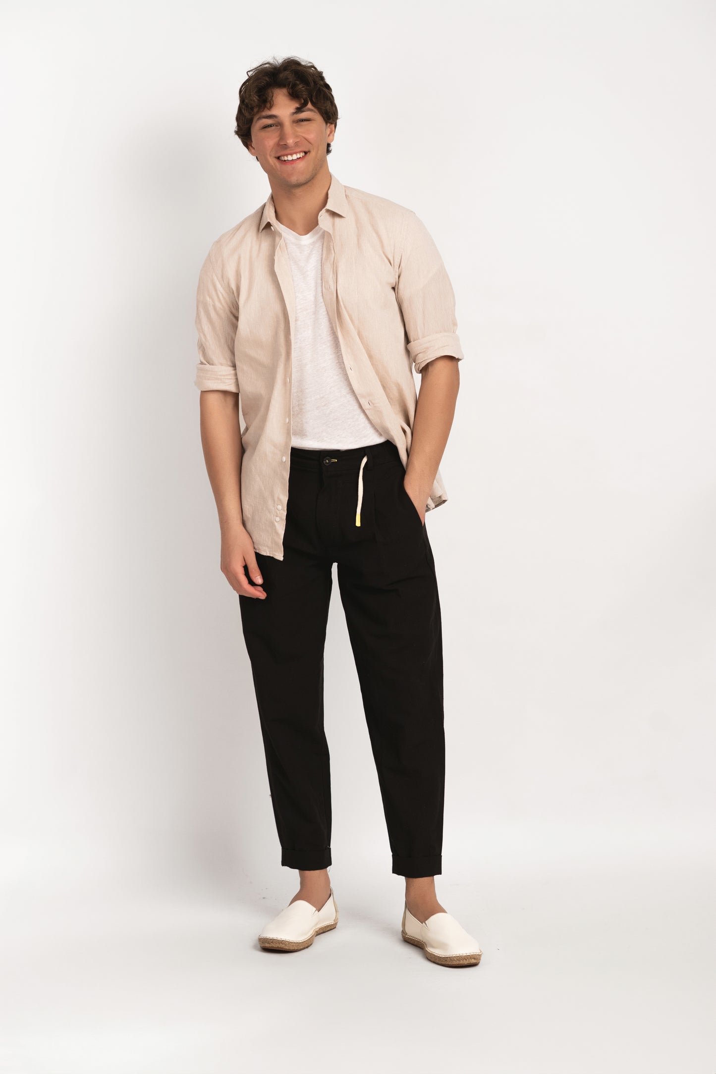 Parigi camicia lino collo francese - Camicia beige