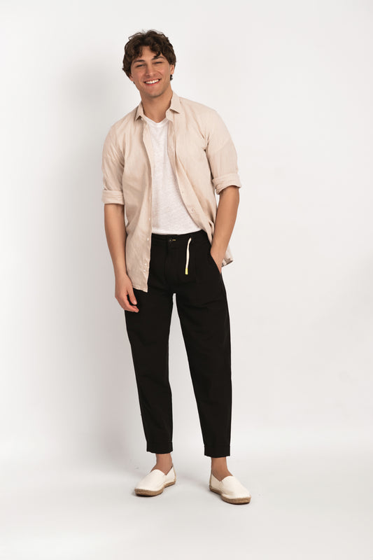 Parigi camicia lino collo francese - Camicia beige