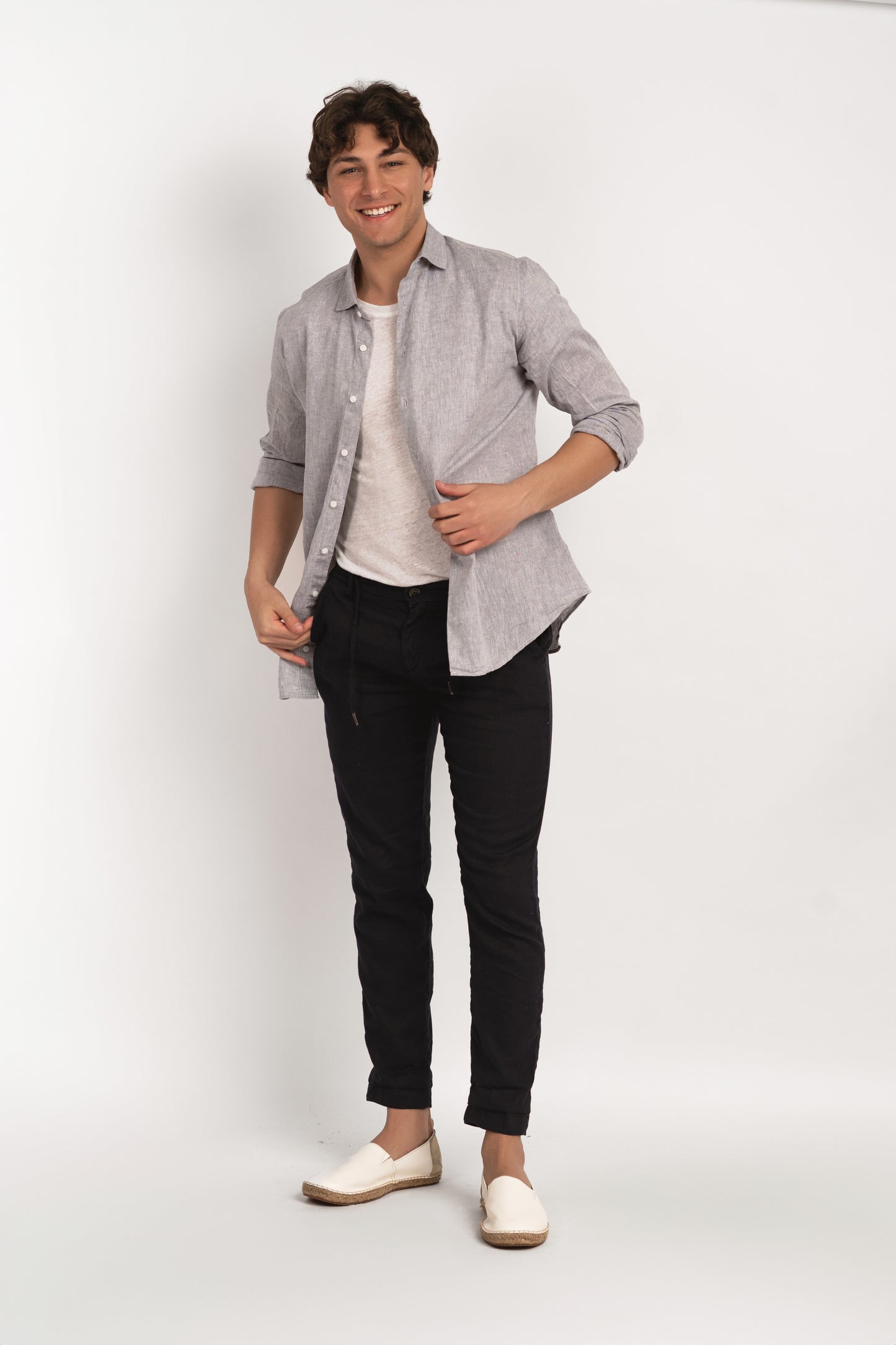 Parigi camicia lino collo francese - Camicia grigio