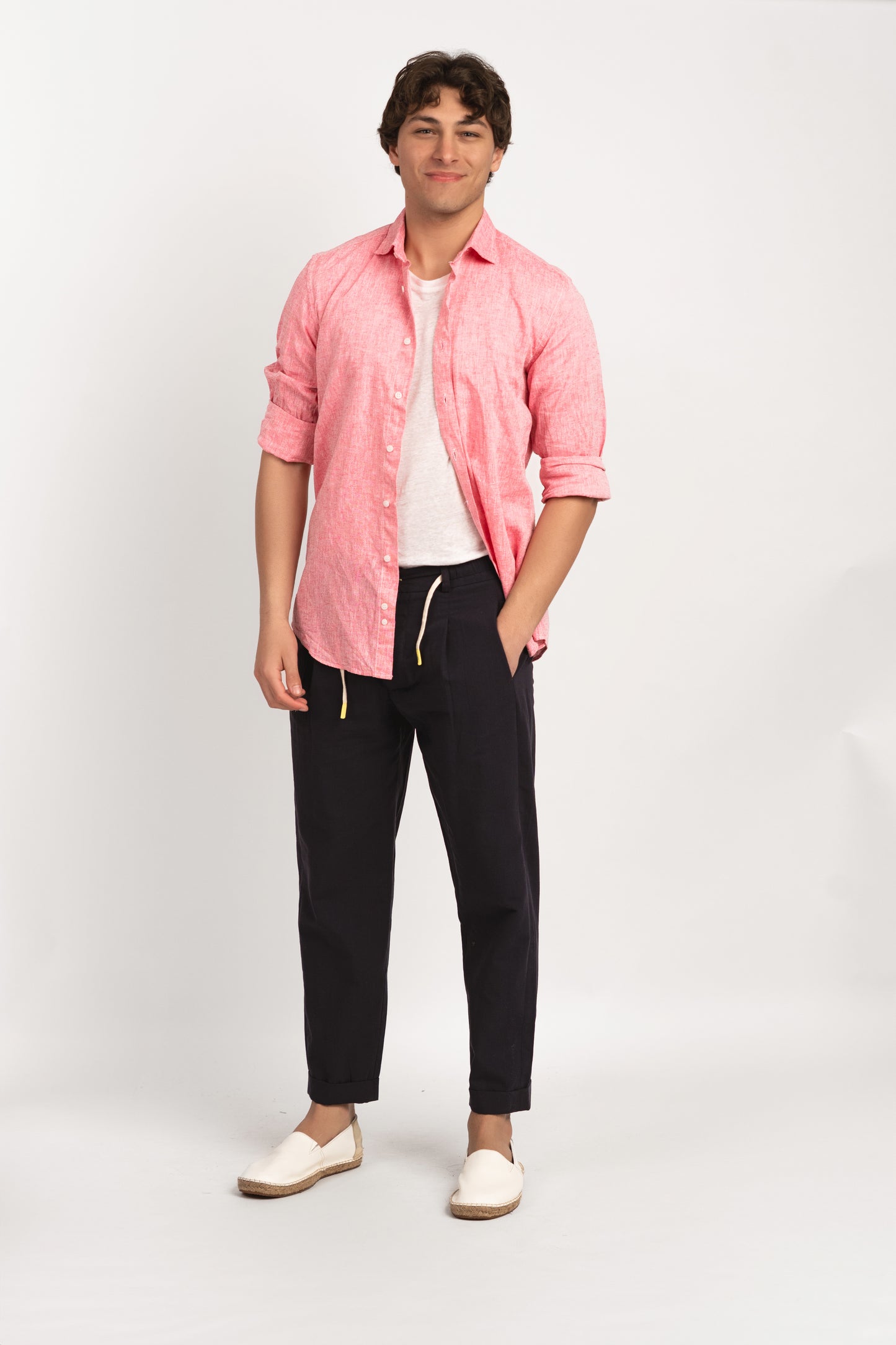 Parigi camicia lino collo francese - Camicia salmone