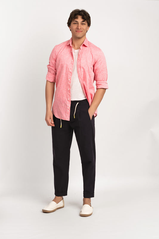 Parigi camicia lino collo francese - Camicia salmone