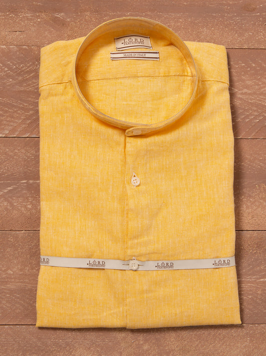 Seul camicia lino collo coreano - Camicia coreana giallo