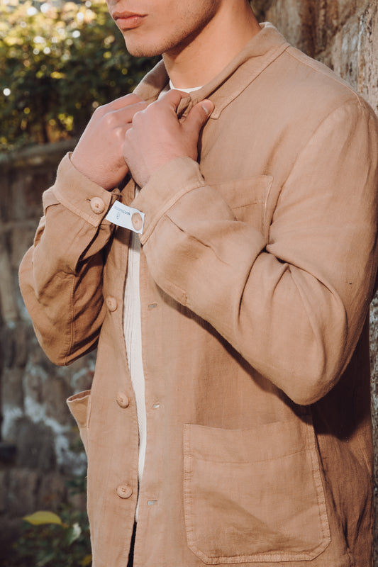 Camicione uomo - Camicione lino biscotto