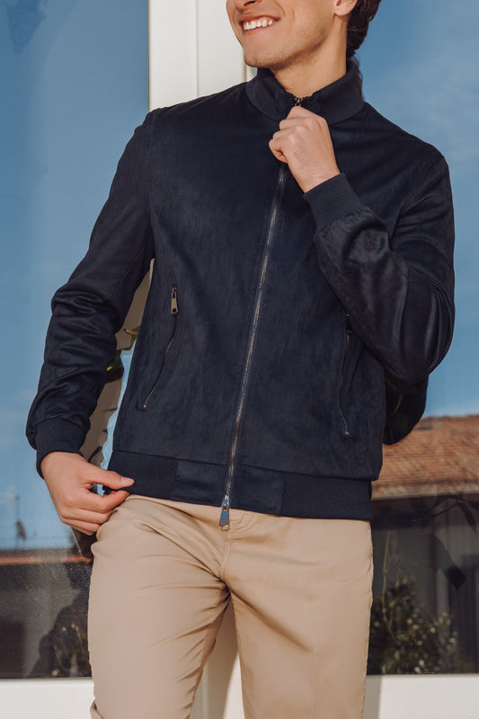 Bomber uomo - Camoscio blu