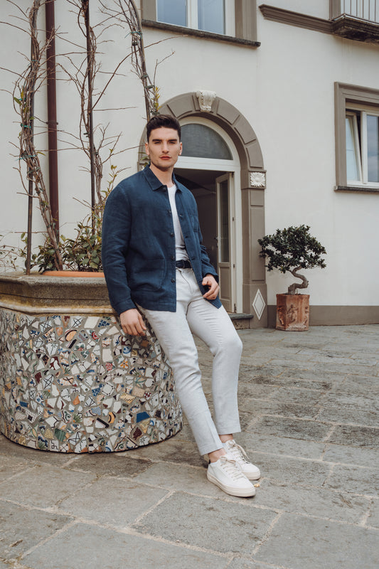 Camicione uomo - Camicione lino blu