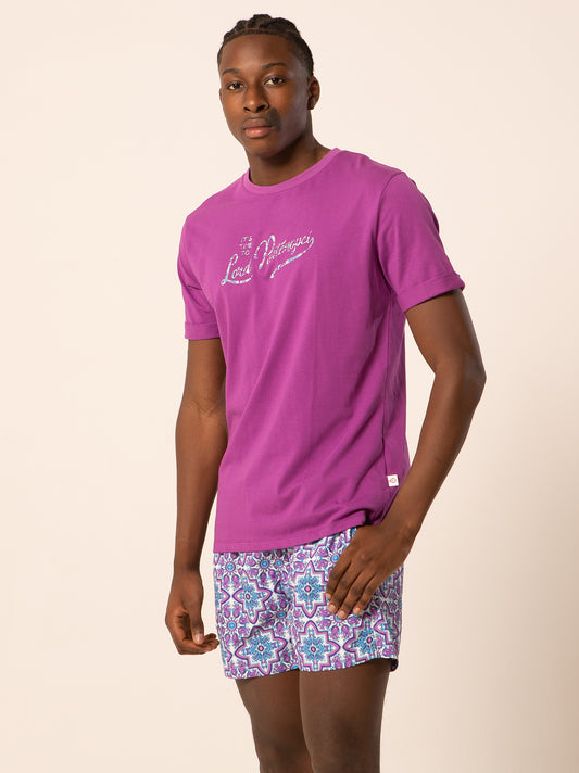 Ortiga - T-shirt viola fantasia logo maiolica