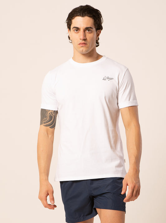 Basic - T-shirt bianca fantasia logo