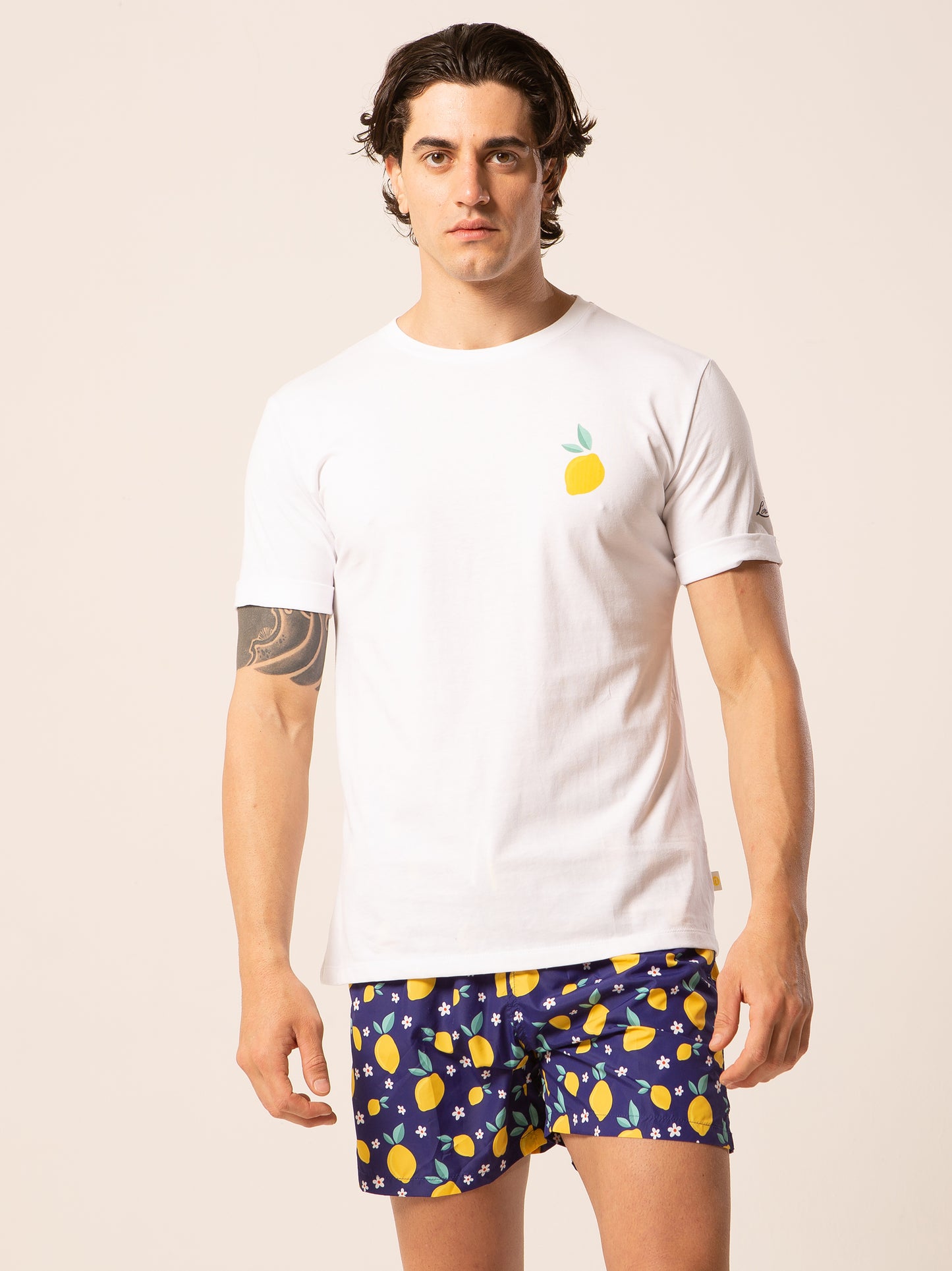 Lemon - T-shirt bianca fantasia limone